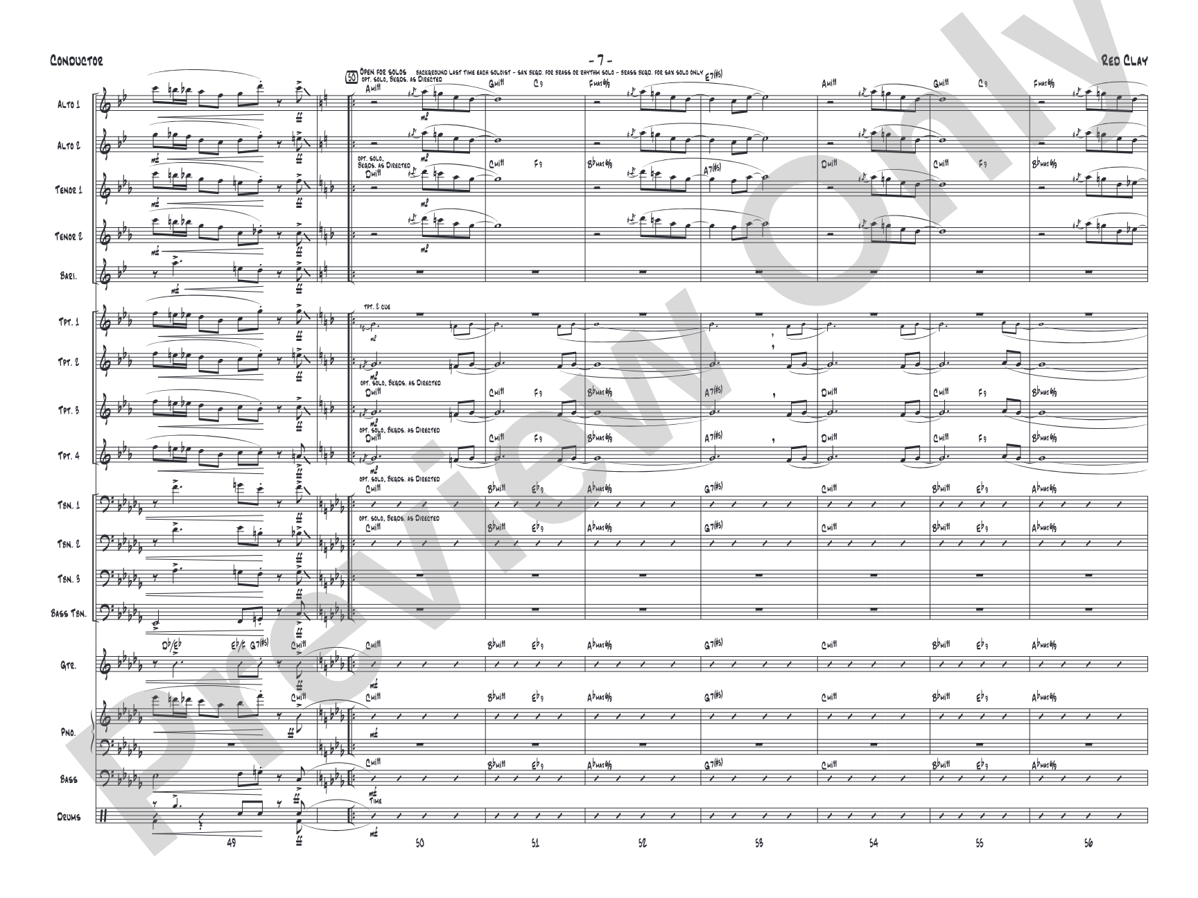 Red Clay: Jazz Ensemble Conductor Score & Parts