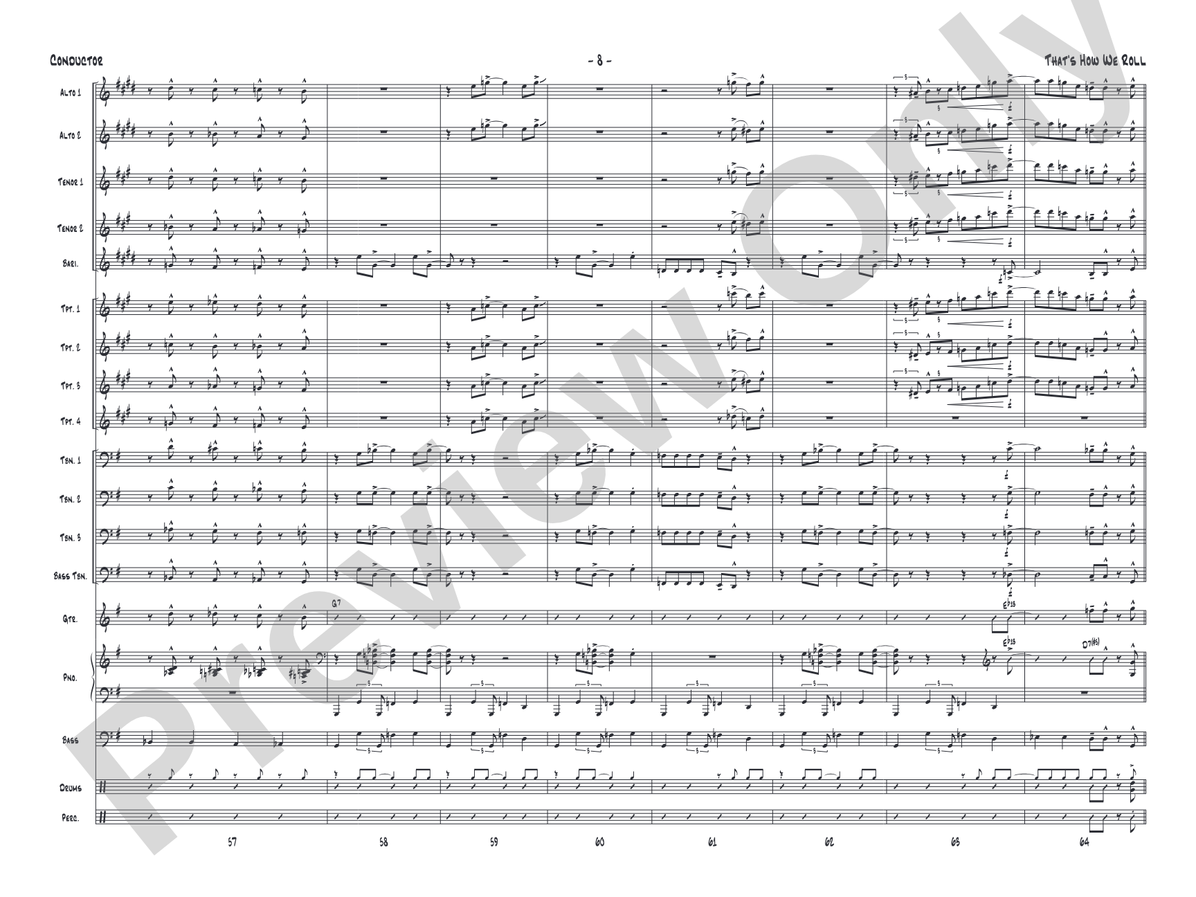 That's How We Roll: Jazz Ensemble Conductor Score & Parts