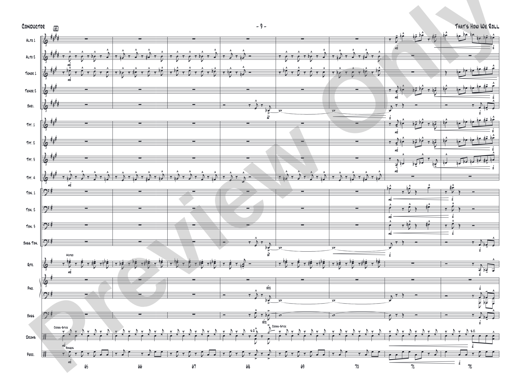 That's How We Roll: Jazz Ensemble Conductor Score & Parts