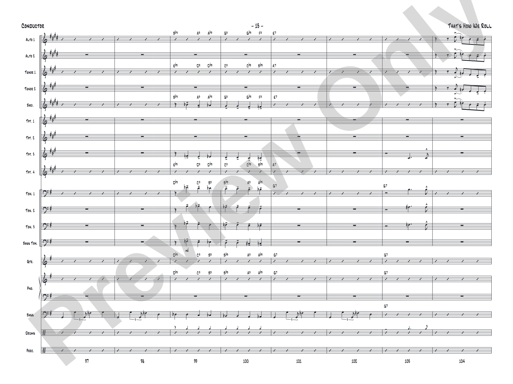 That's How We Roll: Jazz Ensemble Conductor Score & Parts