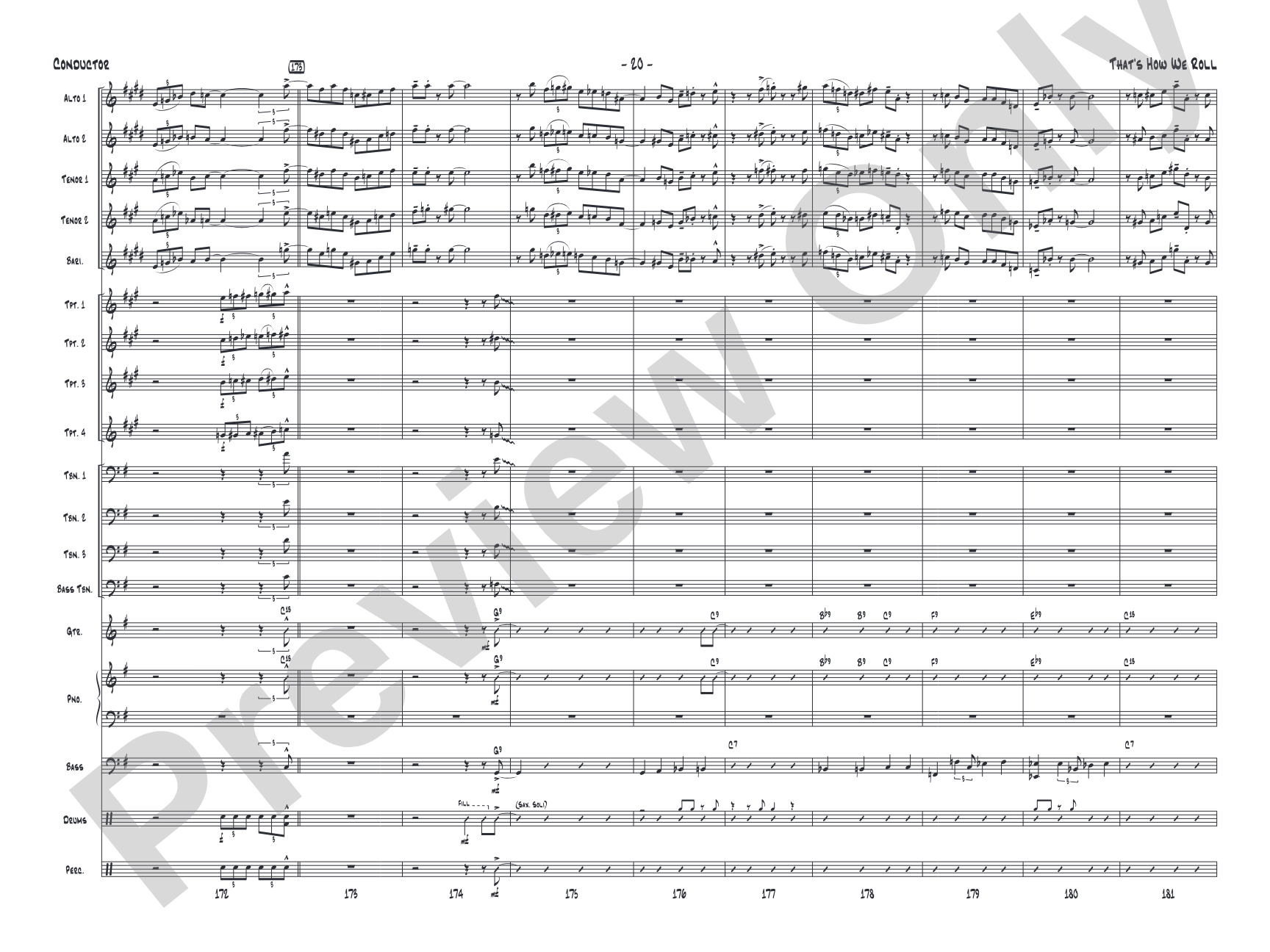 That's How We Roll: Jazz Ensemble Conductor Score & Parts