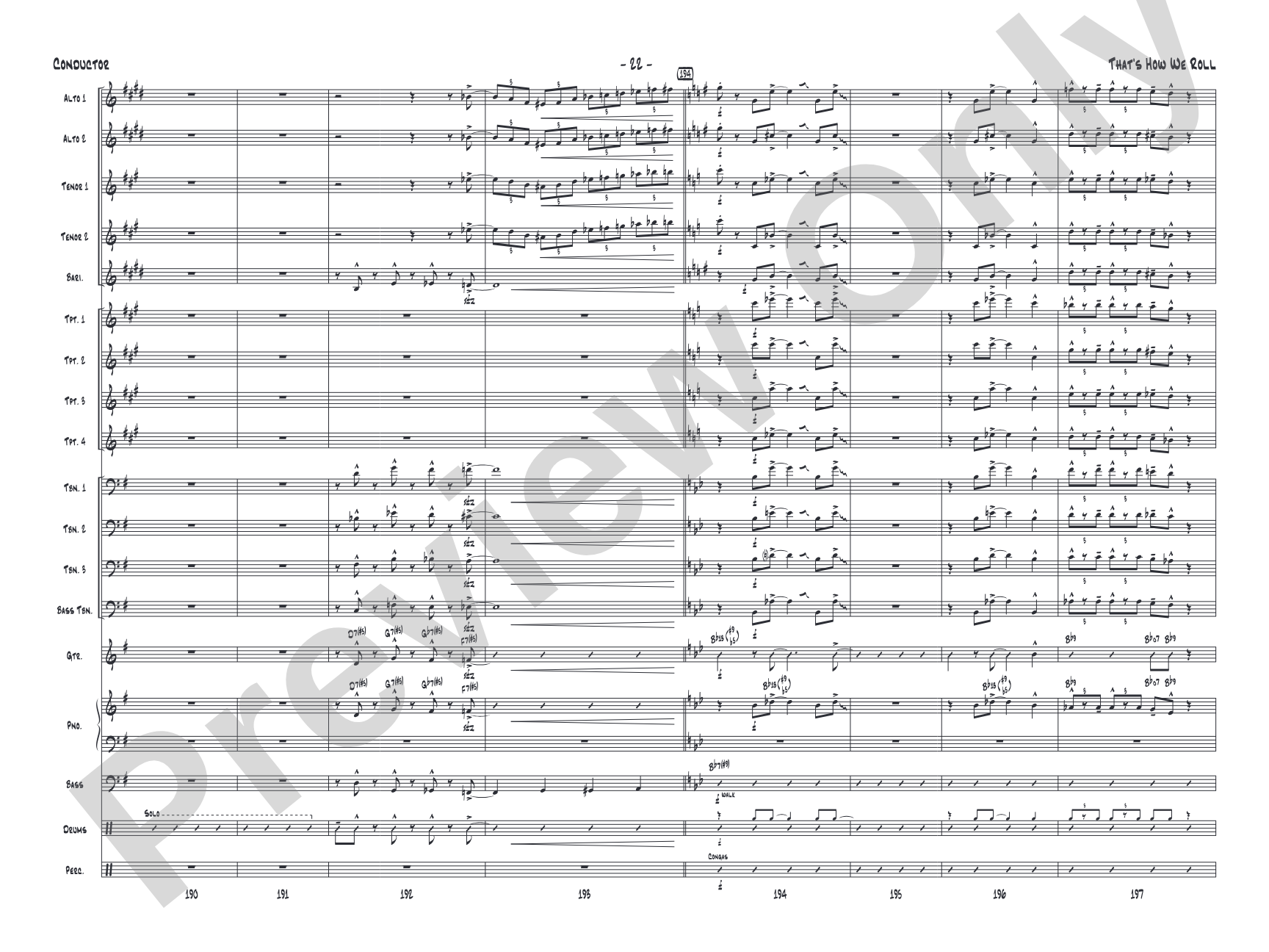 That's How We Roll: Jazz Ensemble Conductor Score & Parts