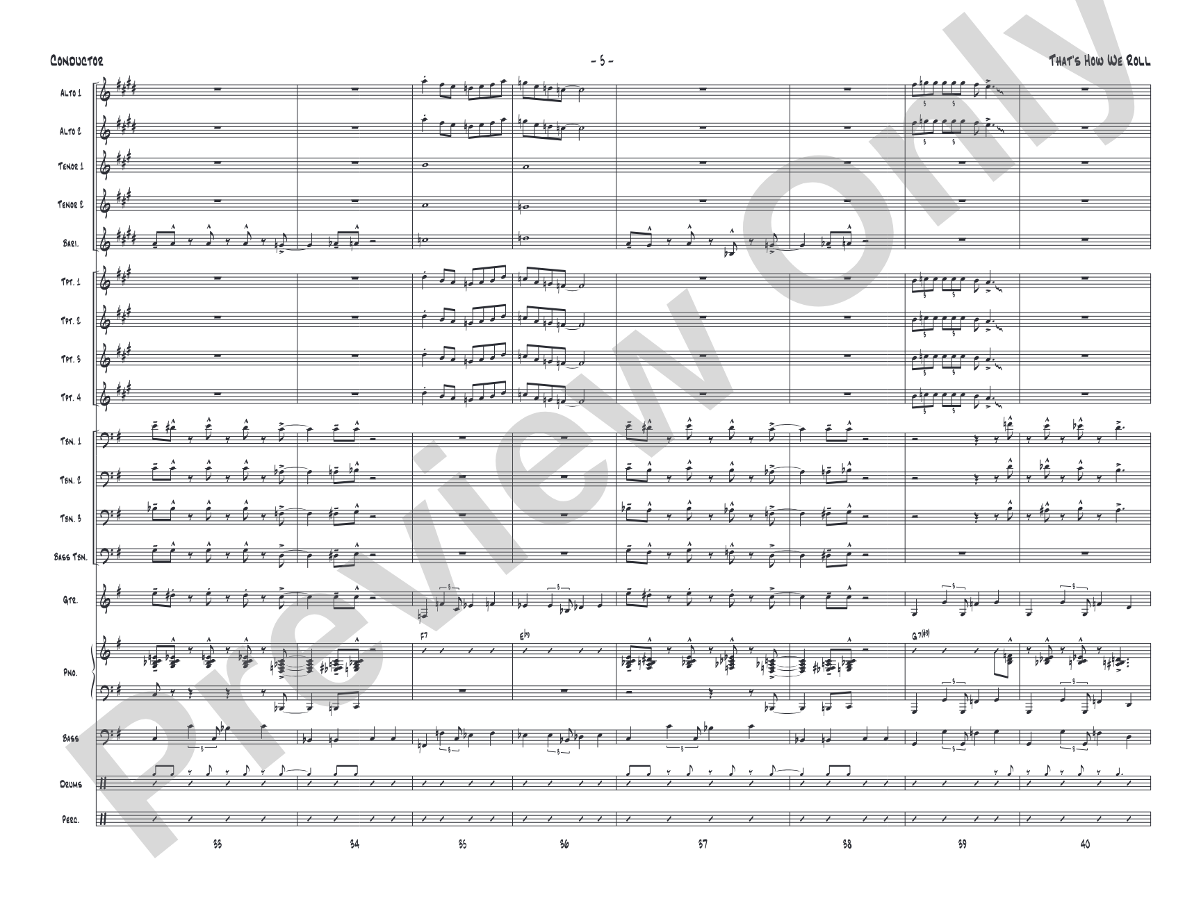 That's How We Roll: Jazz Ensemble Conductor Score & Parts