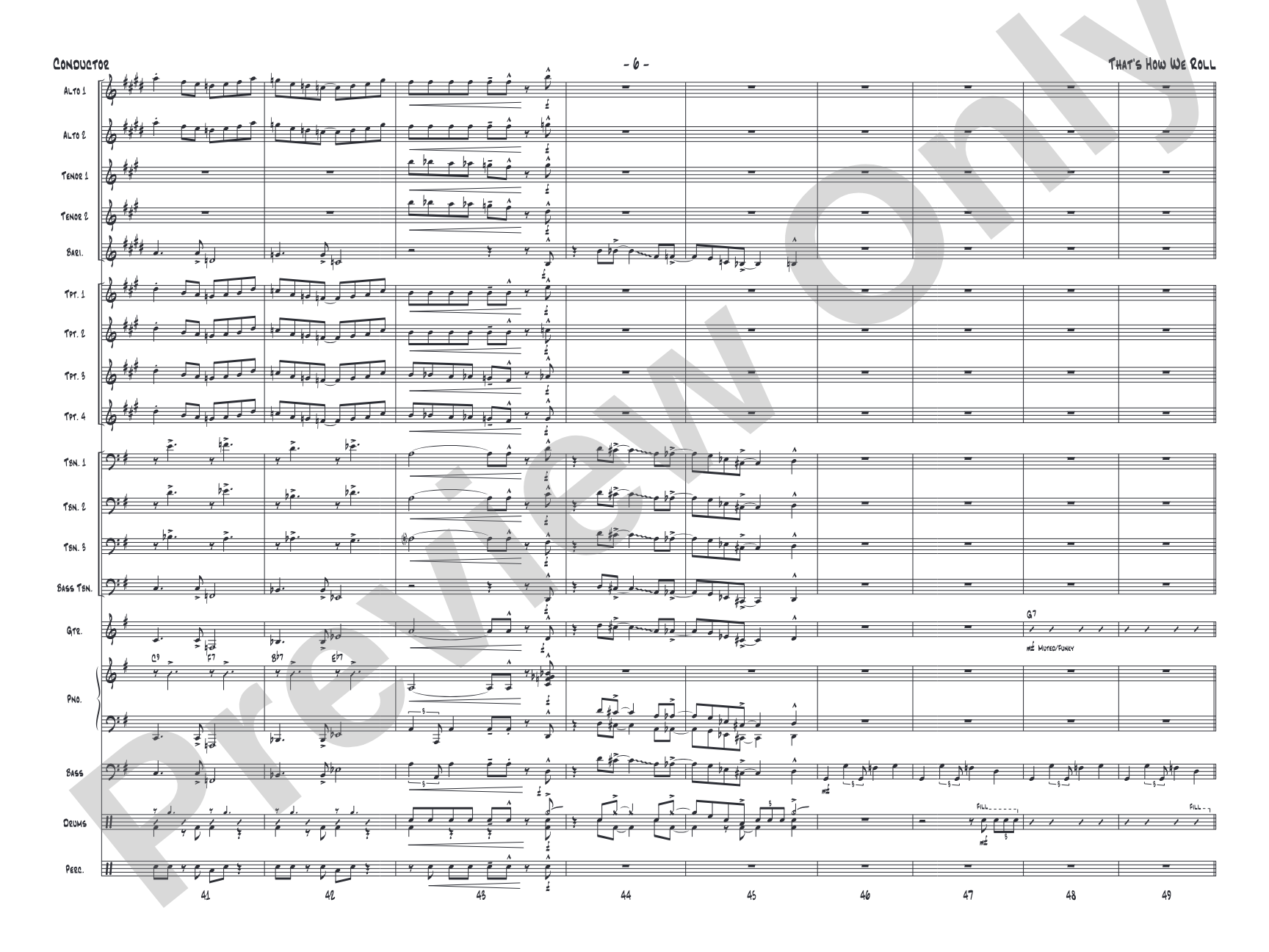 That's How We Roll: Jazz Ensemble Conductor Score & Parts