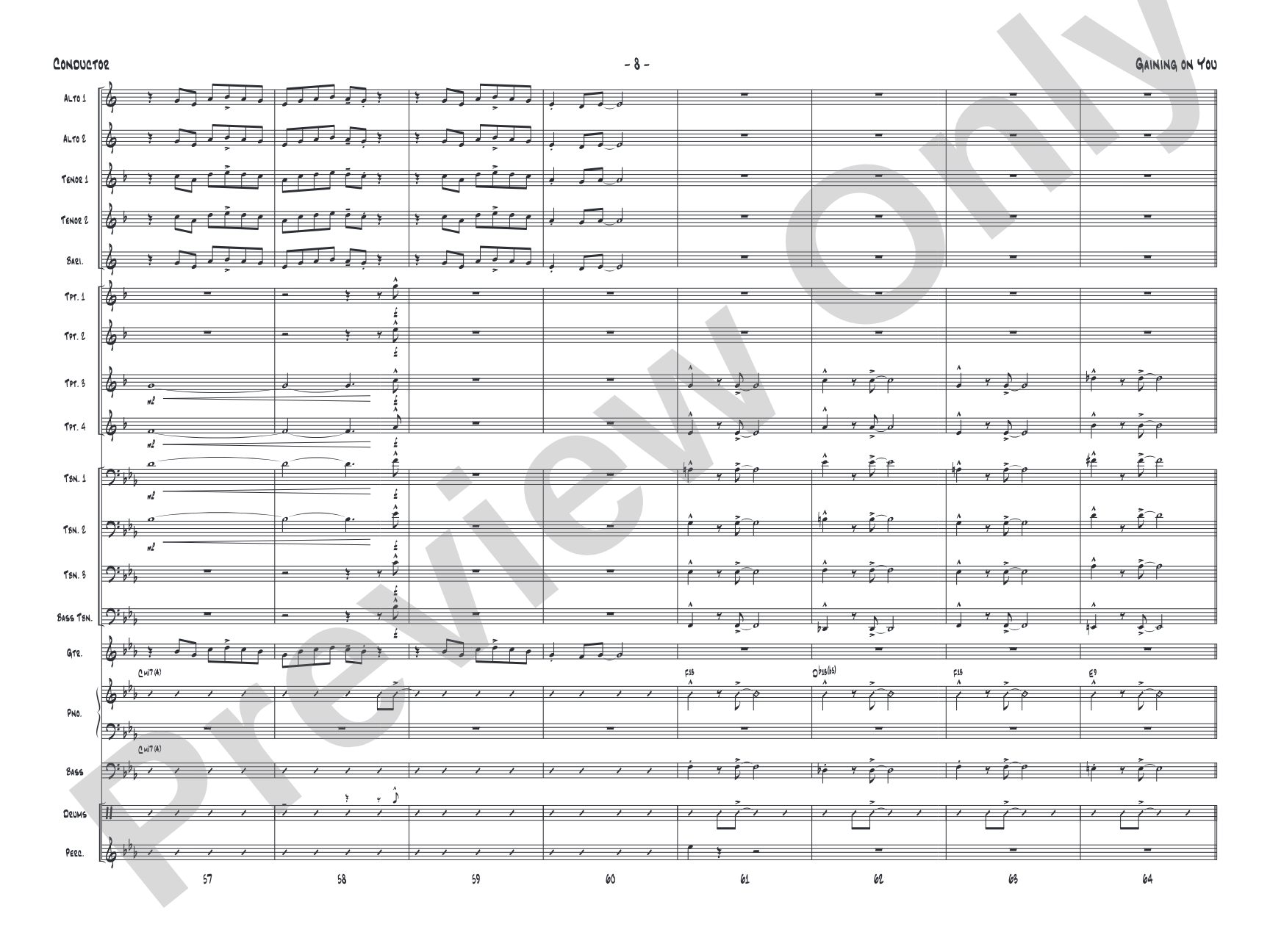 Gaining On You: Jazz Ensemble Conductor Score & Parts