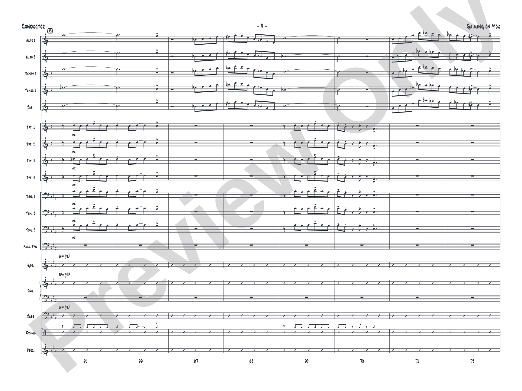 Gaining On You: Jazz Ensemble Conductor Score & Parts