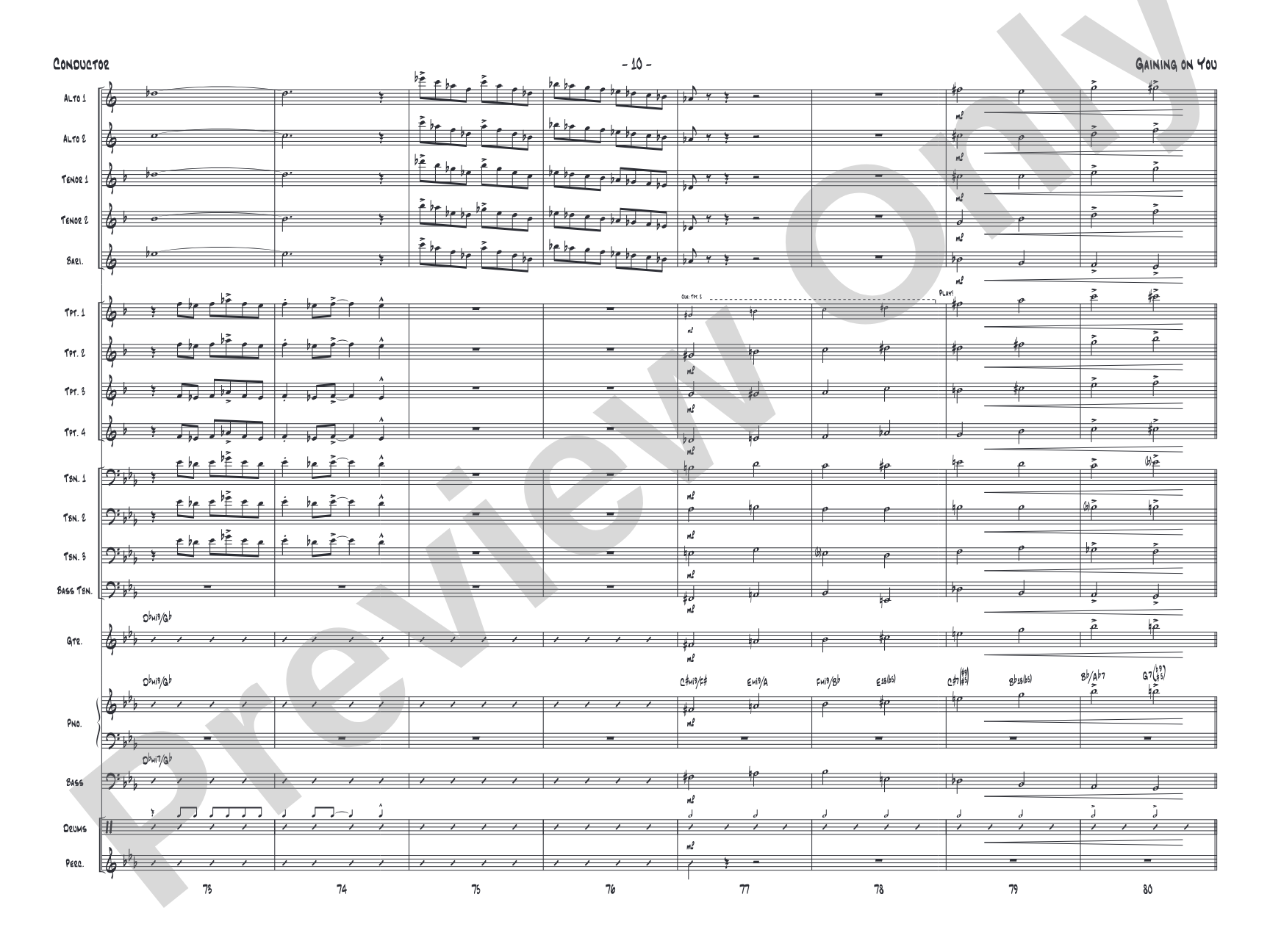 Gaining On You: Jazz Ensemble Conductor Score & Parts