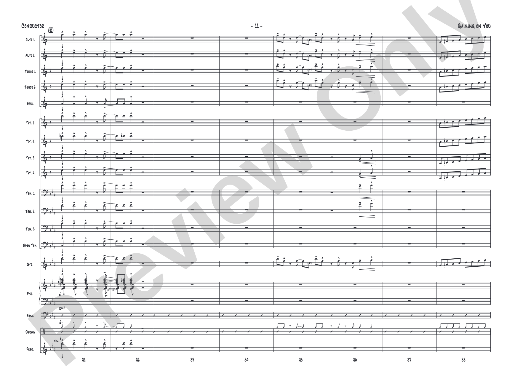 Gaining On You: Jazz Ensemble Conductor Score & Parts