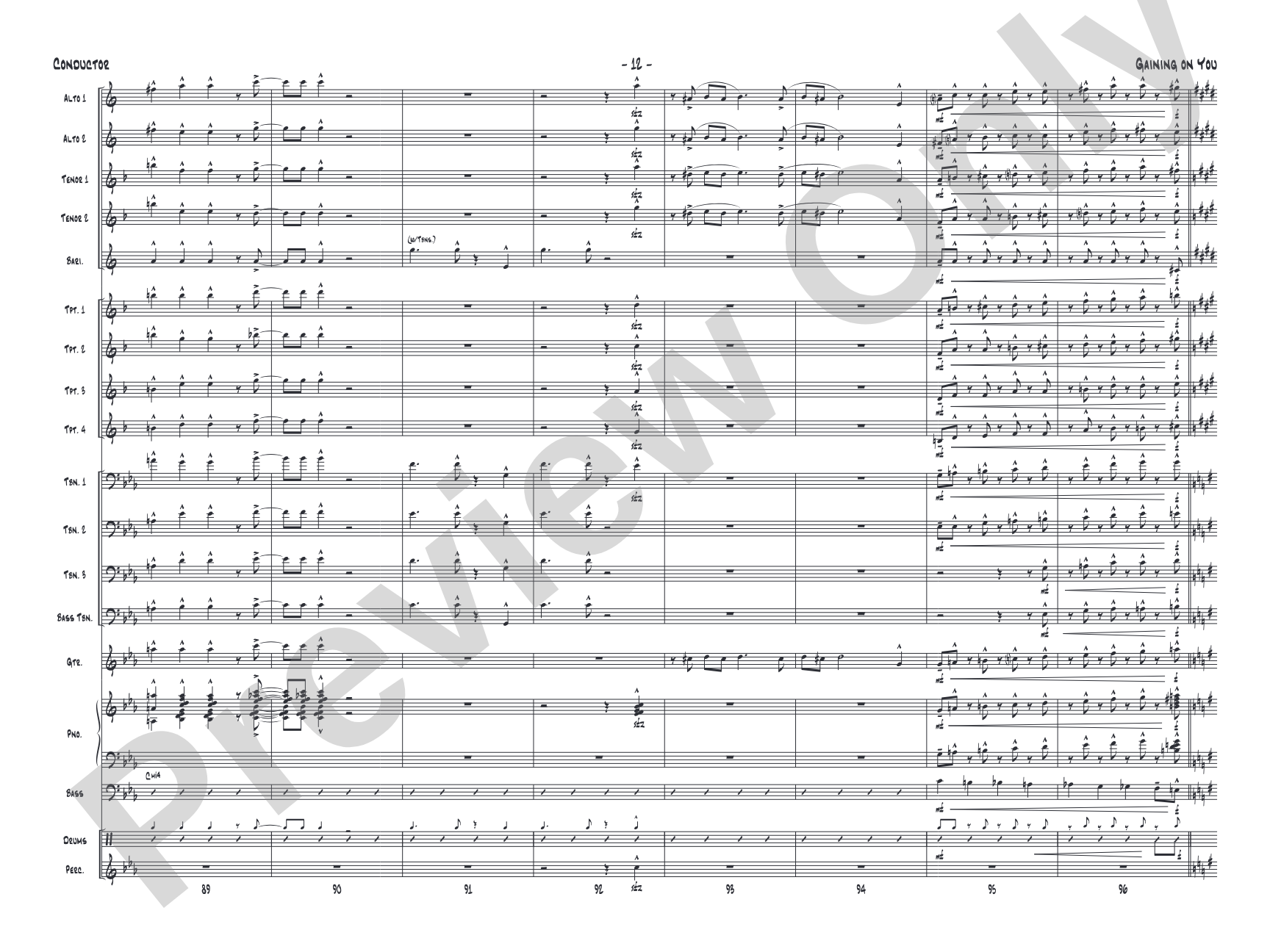 Gaining On You: Jazz Ensemble Conductor Score & Parts