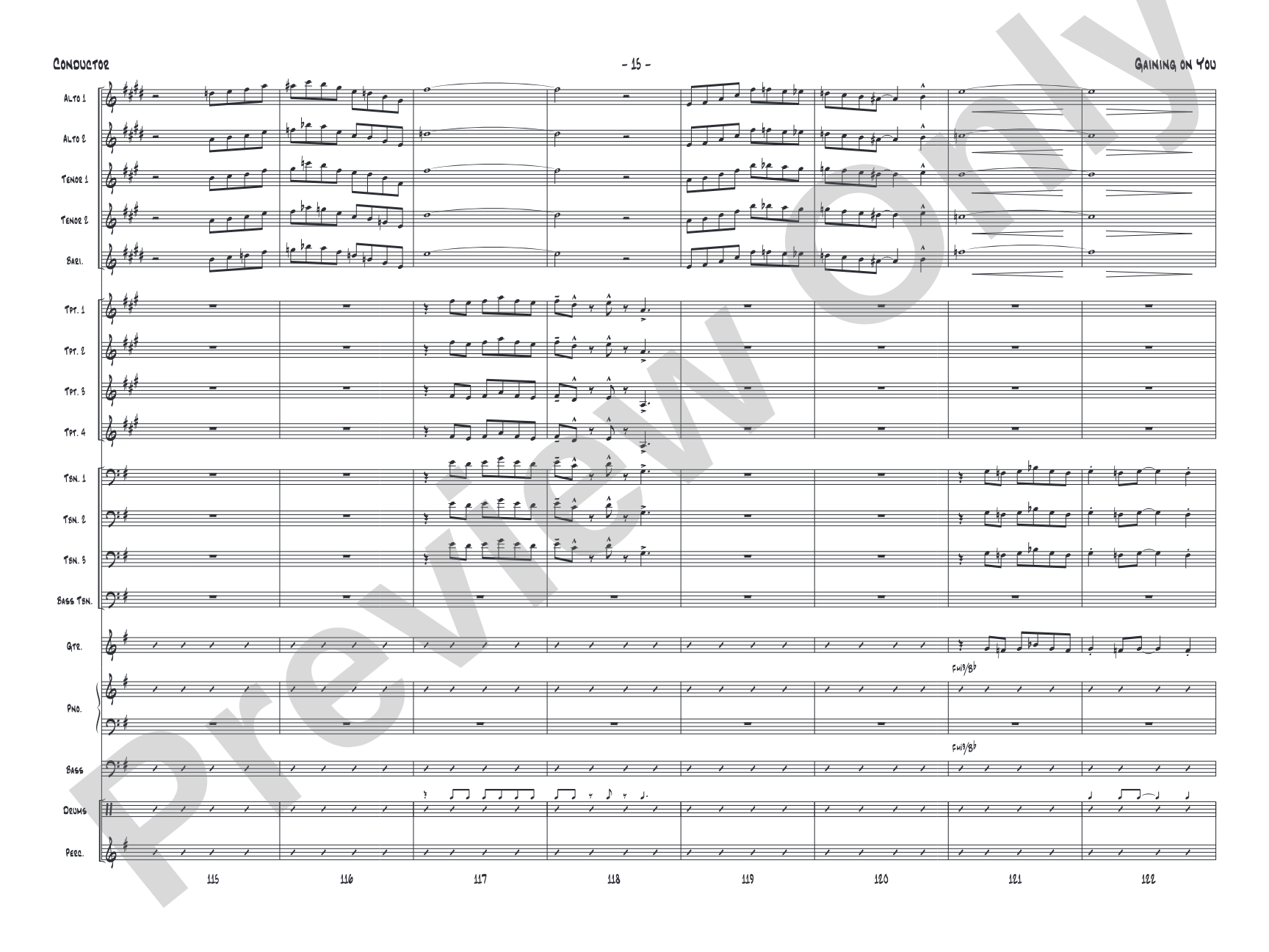 Gaining On You: Jazz Ensemble Conductor Score & Parts