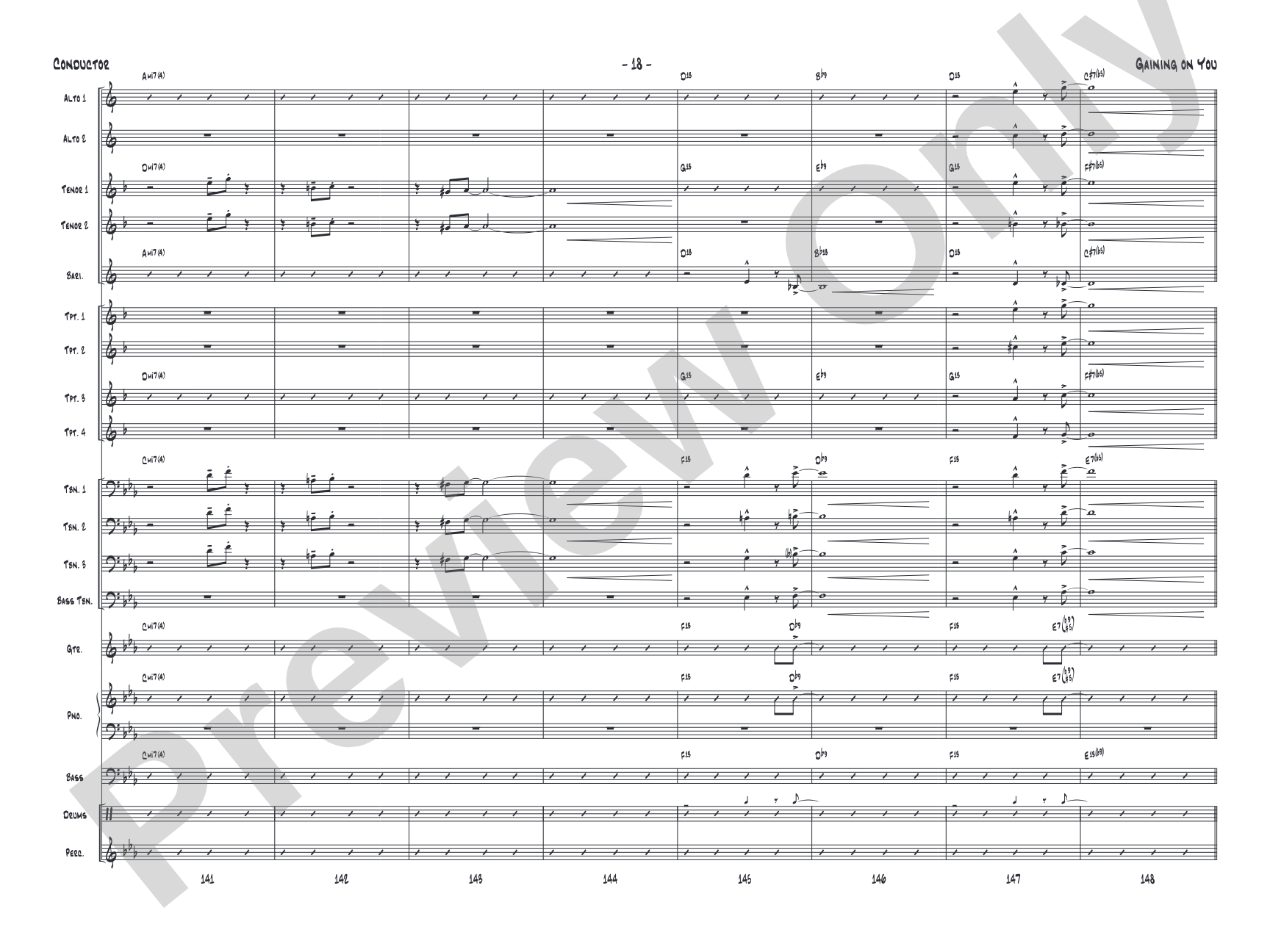Gaining On You: Jazz Ensemble Conductor Score & Parts