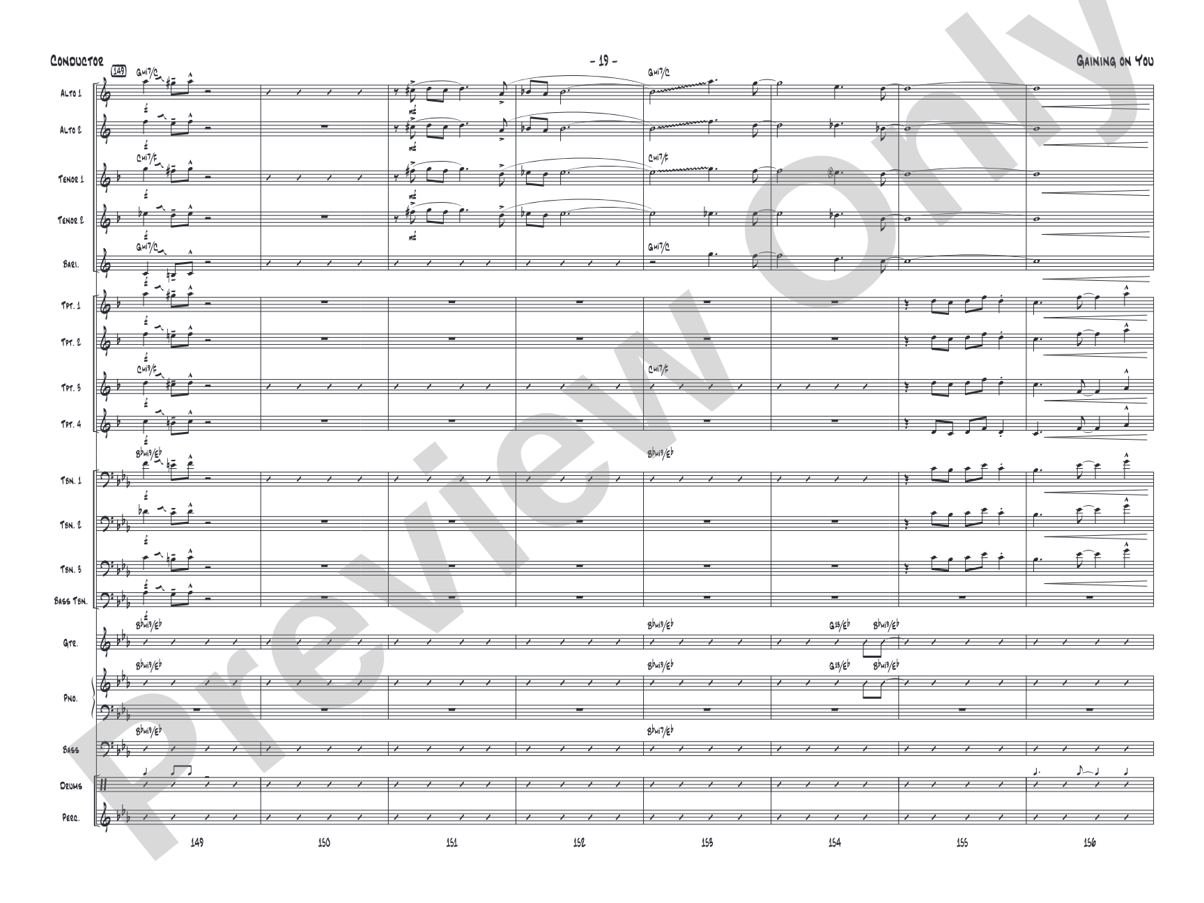 Gaining On You: Jazz Ensemble Conductor Score & Parts