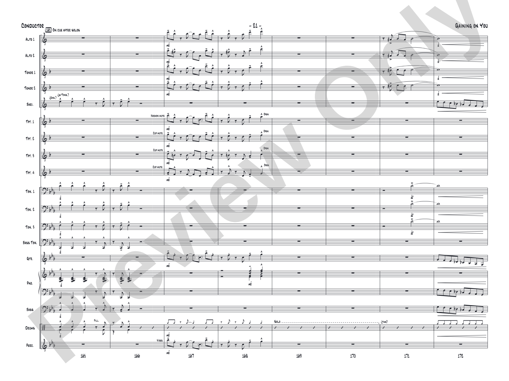 Gaining On You: Jazz Ensemble Conductor Score & Parts