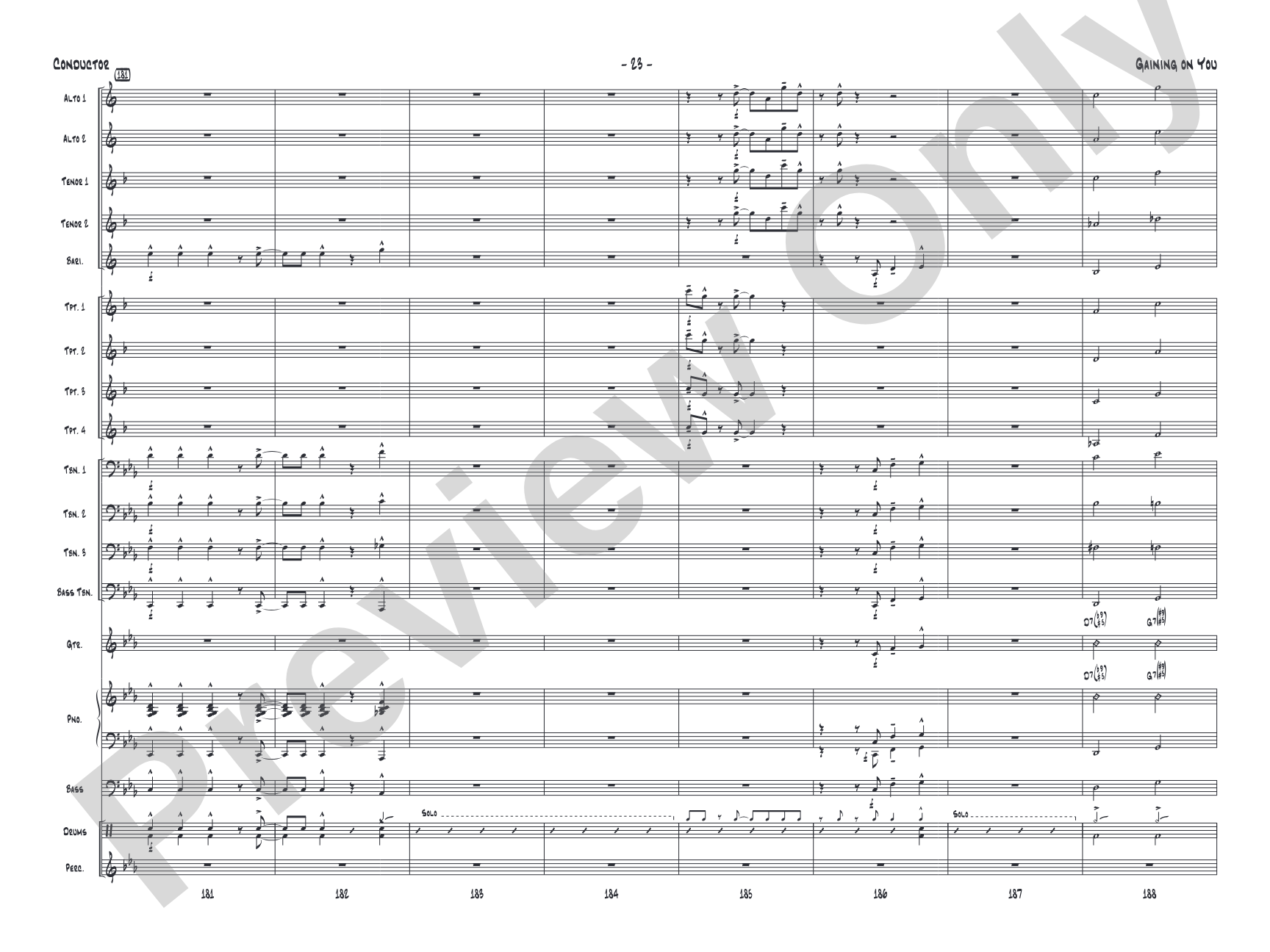 Gaining On You: Jazz Ensemble Conductor Score & Parts