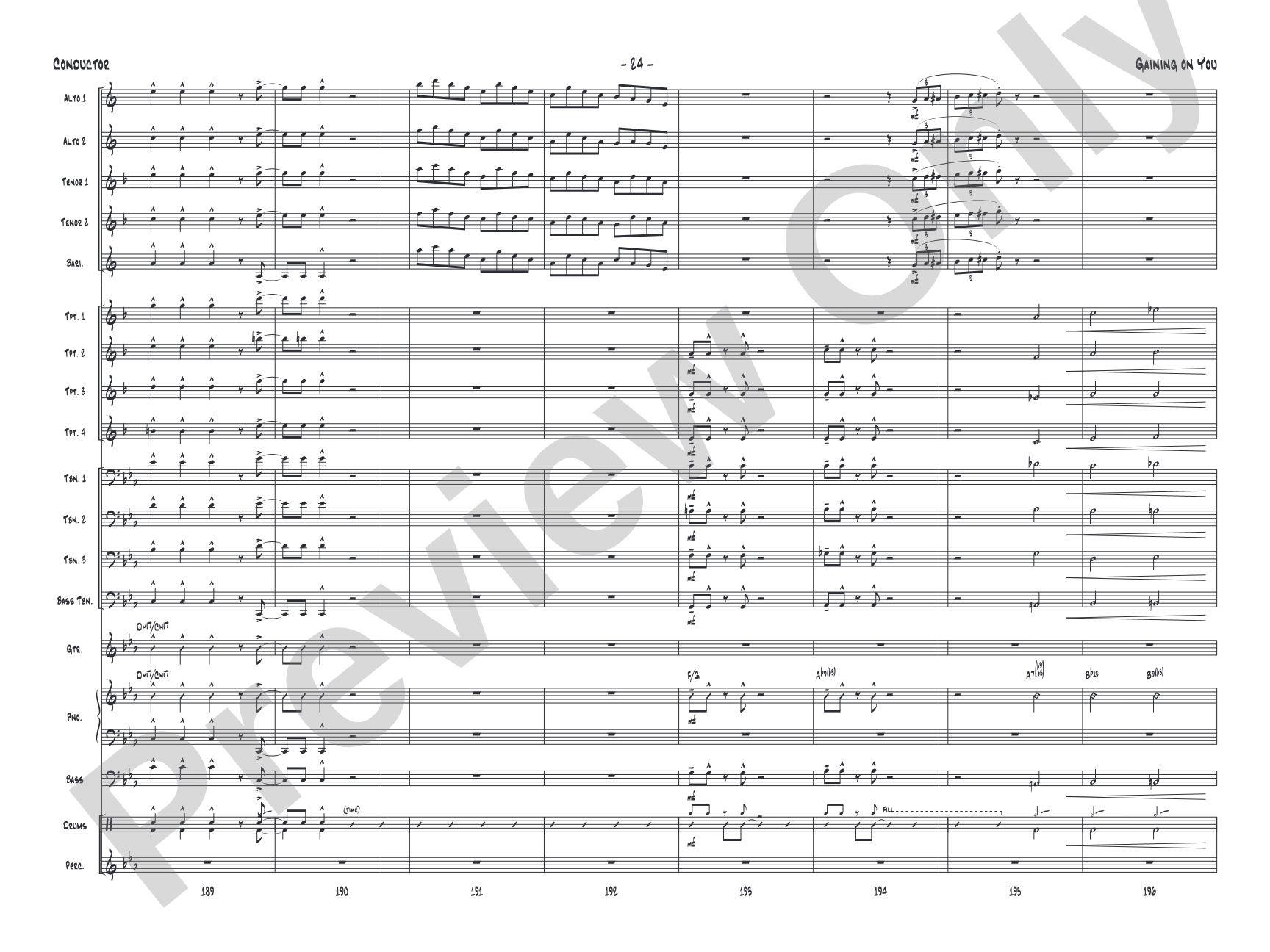 Gaining On You: Jazz Ensemble Conductor Score & Parts
