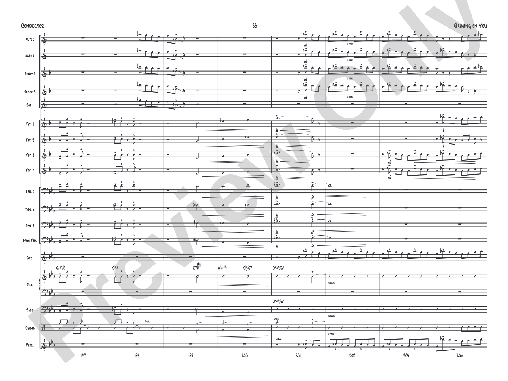 Gaining On You: Jazz Ensemble Conductor Score & Parts
