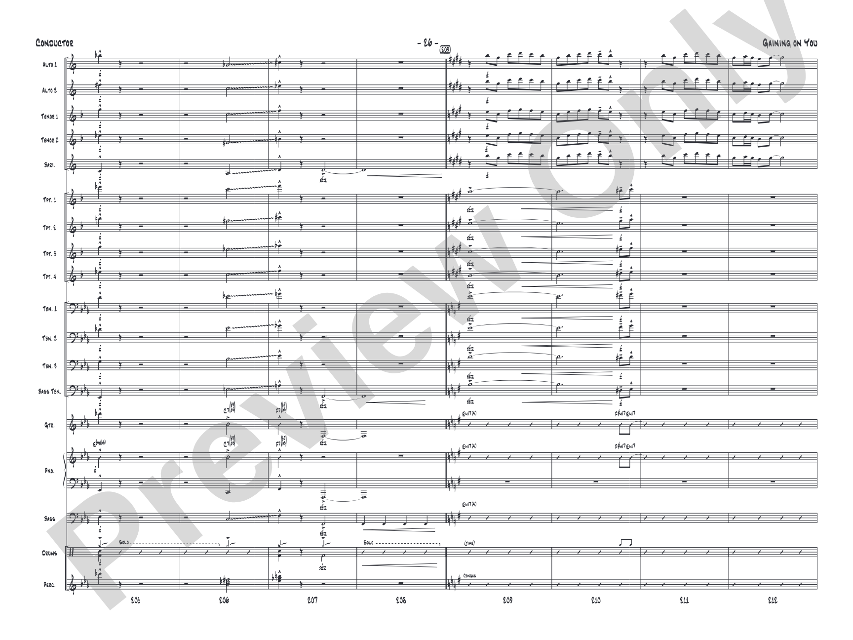 Gaining On You: Jazz Ensemble Conductor Score & Parts