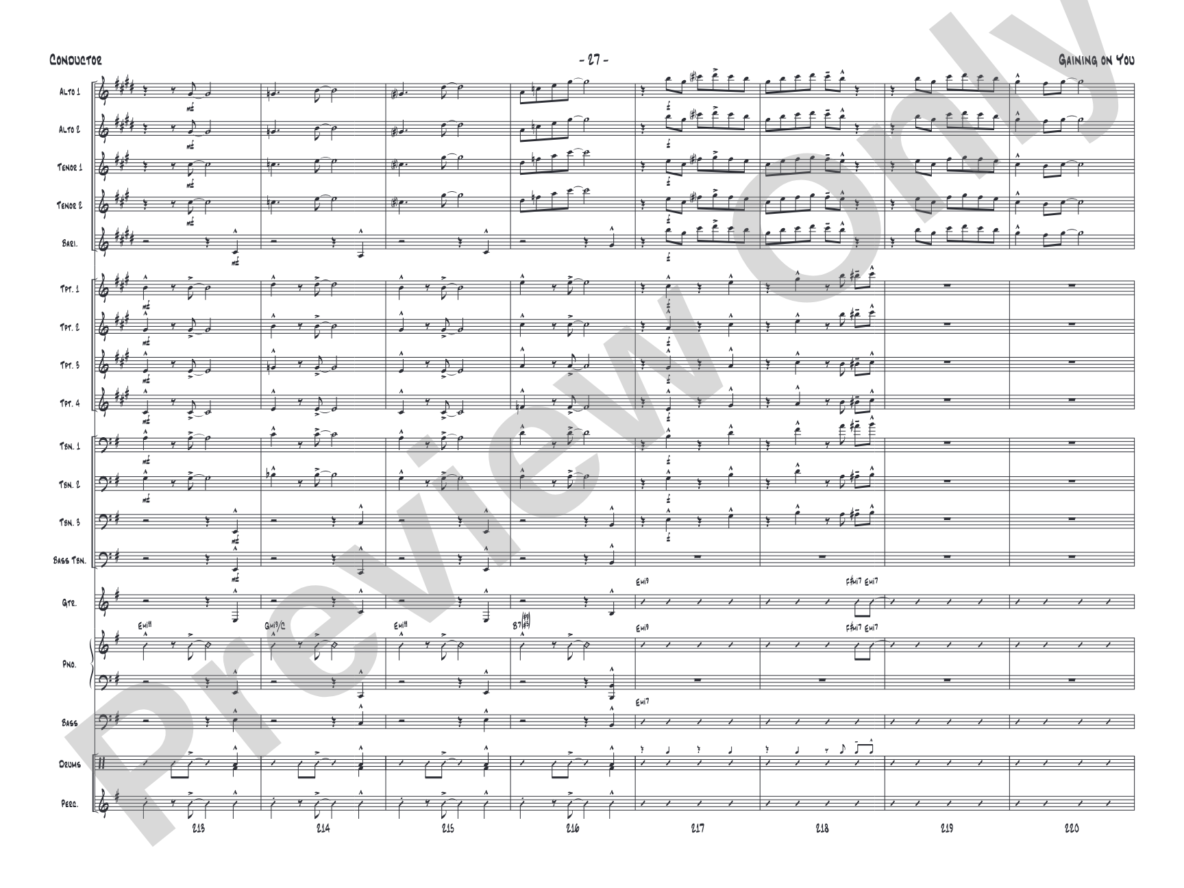 Gaining On You: Jazz Ensemble Conductor Score & Parts