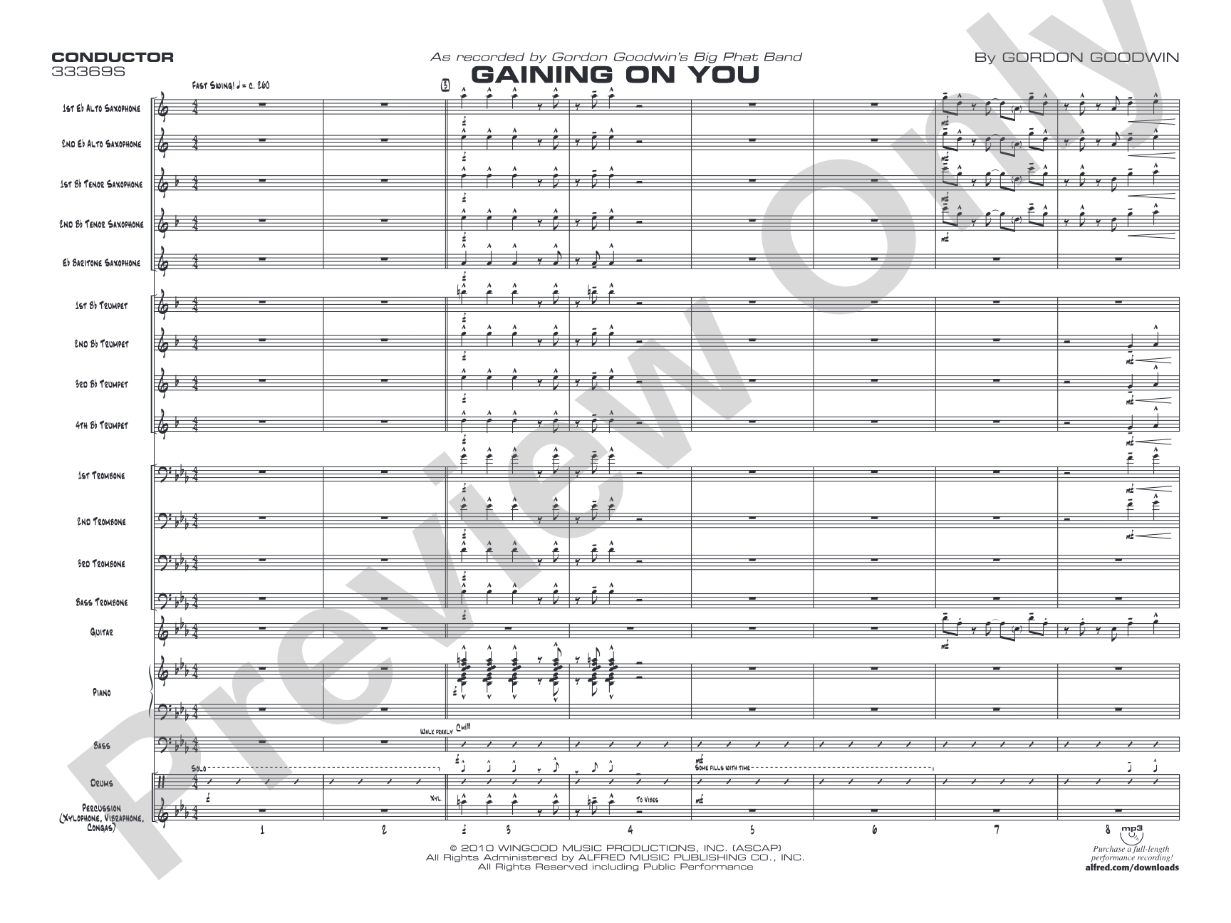 Gaining On You: Jazz Ensemble Conductor Score & Parts