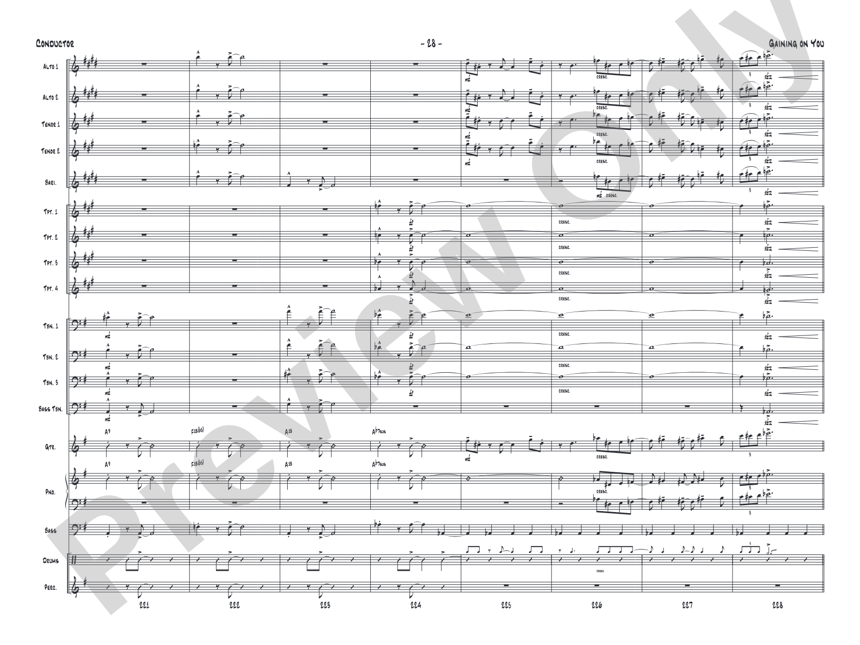 Gaining On You: Jazz Ensemble Conductor Score & Parts