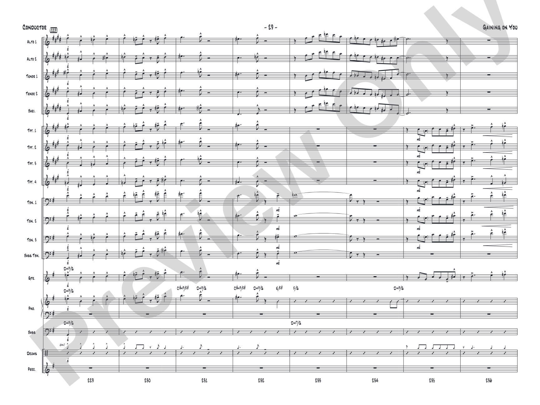 Gaining On You: Jazz Ensemble Conductor Score & Parts