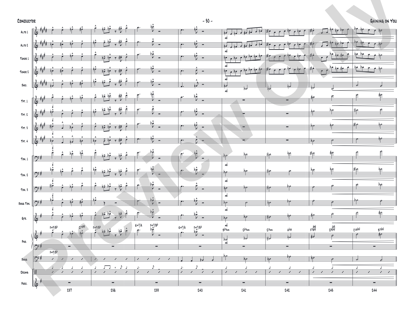 Gaining On You: Jazz Ensemble Conductor Score & Parts