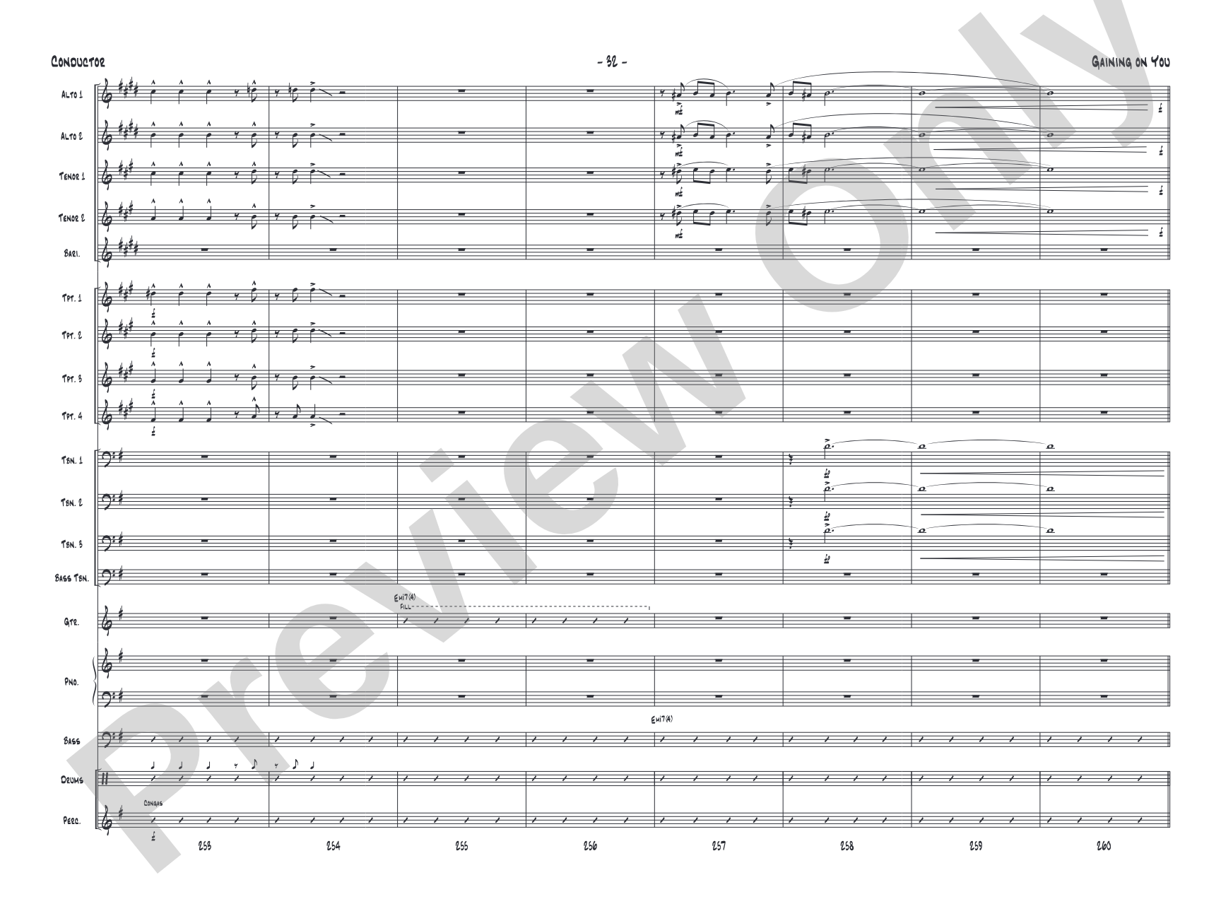 Gaining On You: Jazz Ensemble Conductor Score & Parts