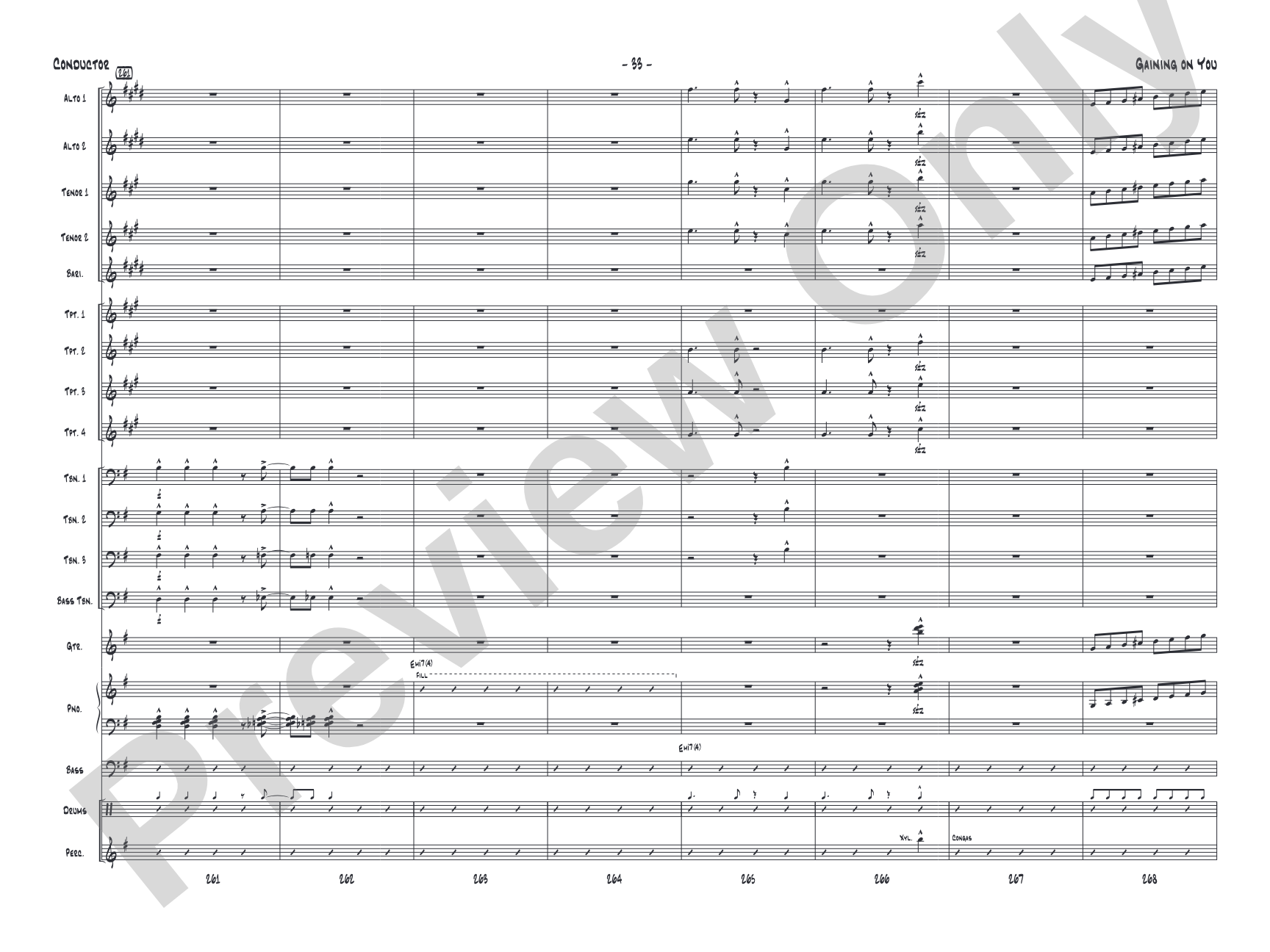 Gaining On You: Jazz Ensemble Conductor Score & Parts