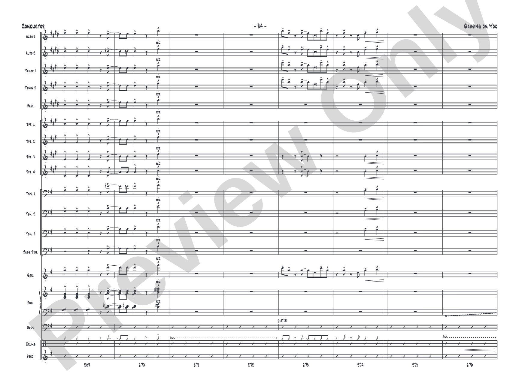 Gaining On You: Jazz Ensemble Conductor Score & Parts