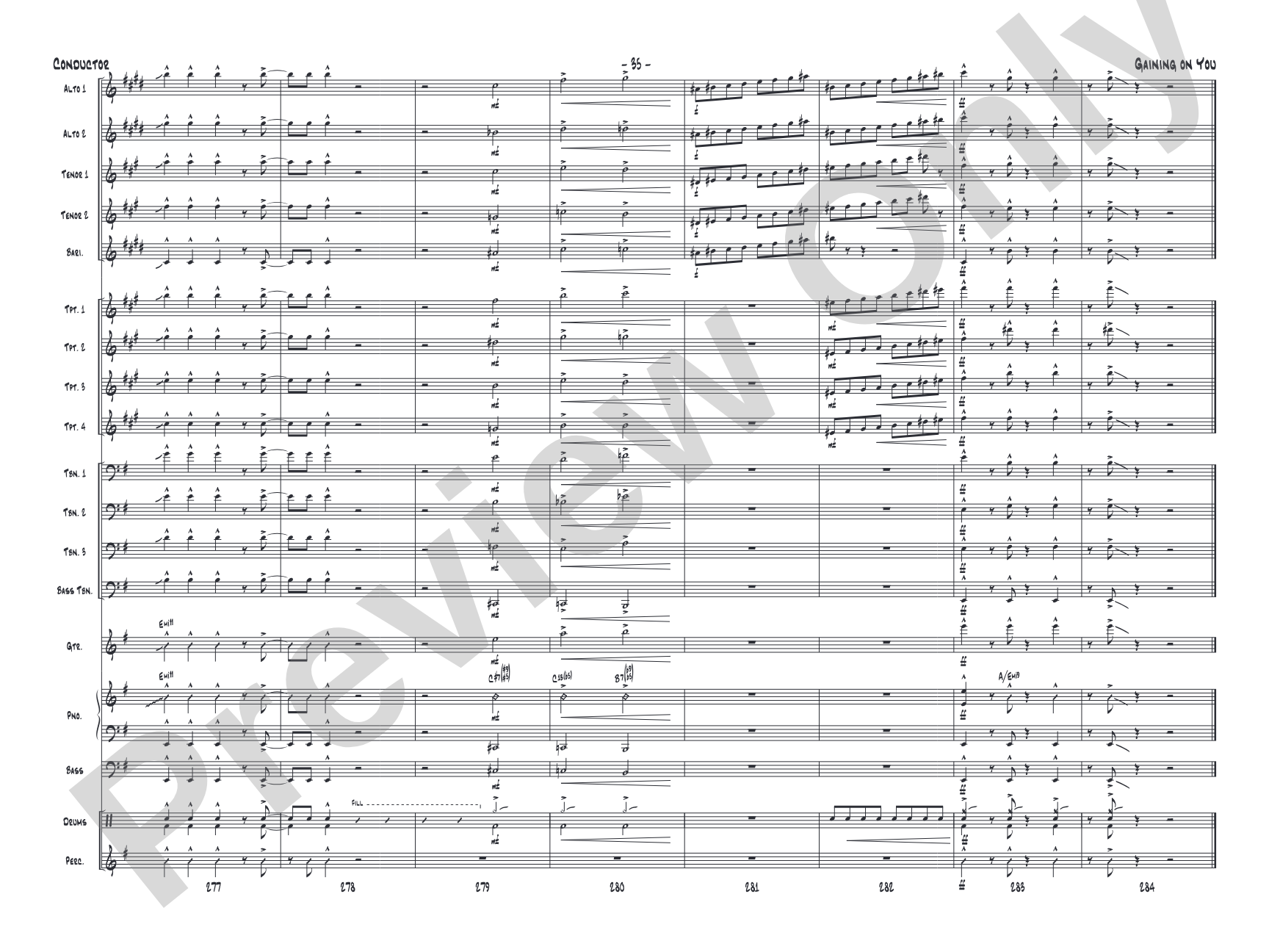 Gaining On You: Jazz Ensemble Conductor Score & Parts
