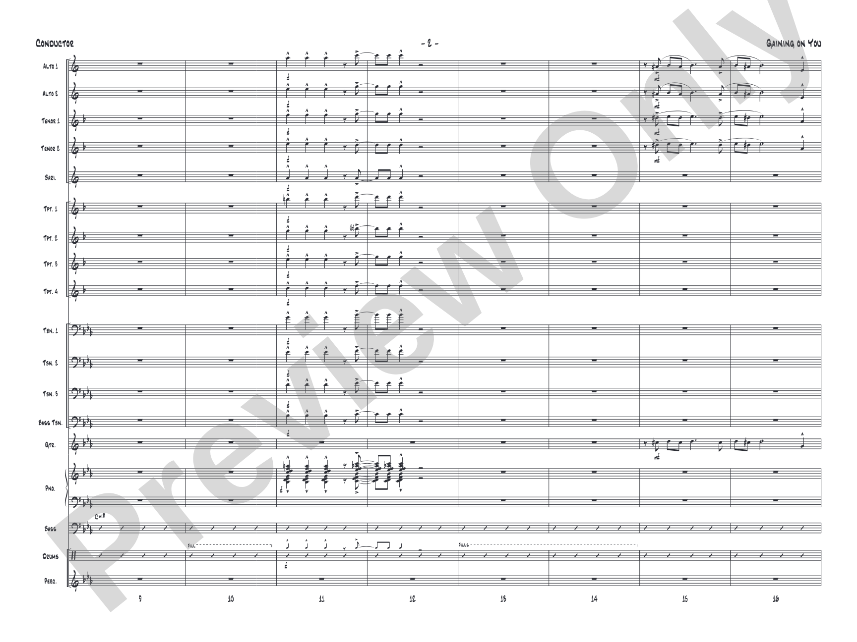 Gaining On You: Jazz Ensemble Conductor Score & Parts