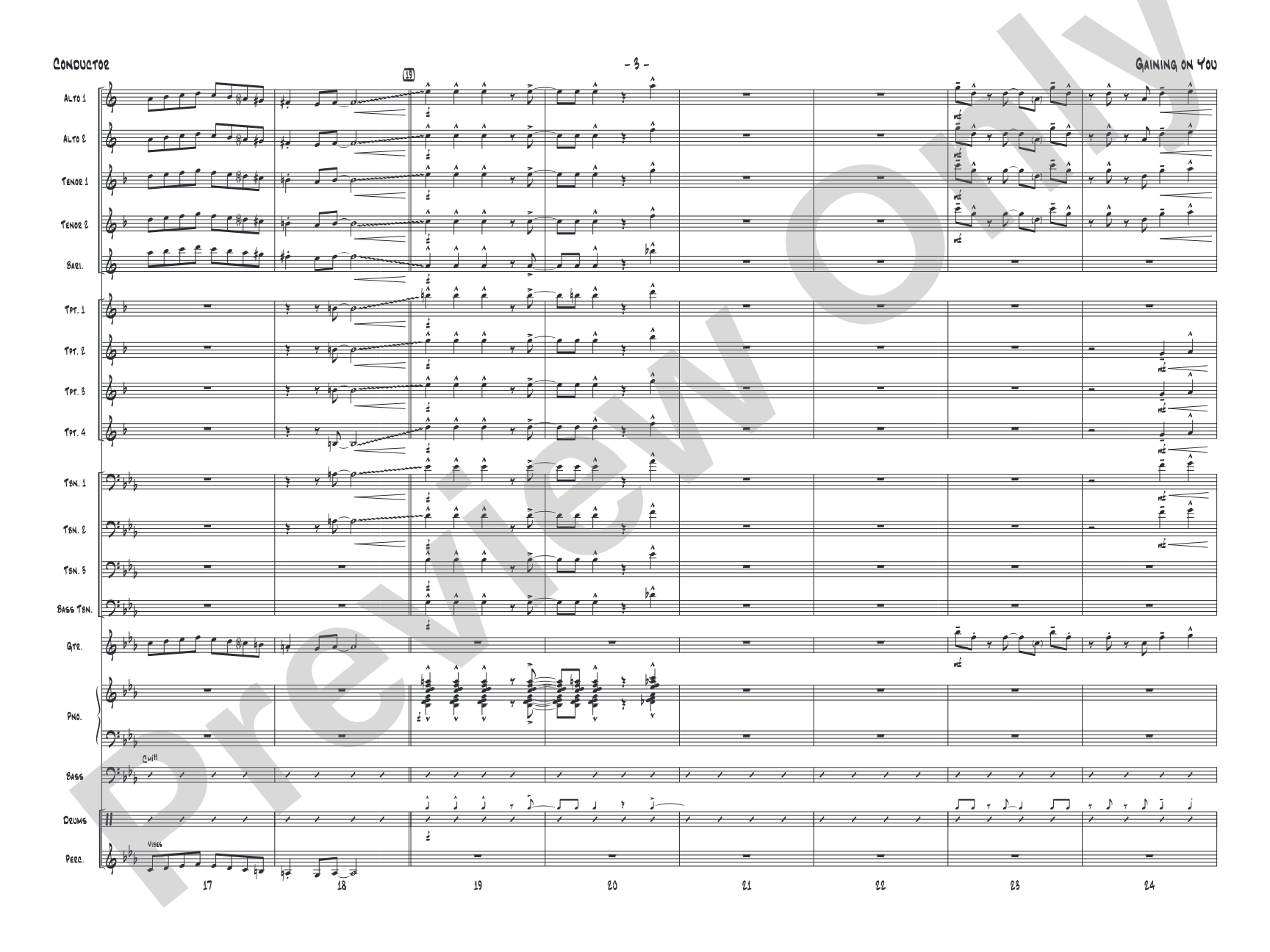 Gaining On You: Jazz Ensemble Conductor Score & Parts