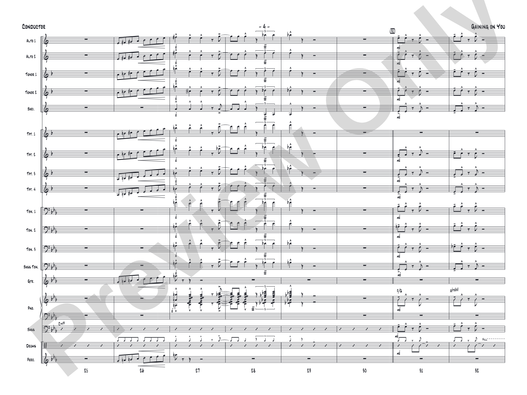 Gaining On You: Jazz Ensemble Conductor Score & Parts