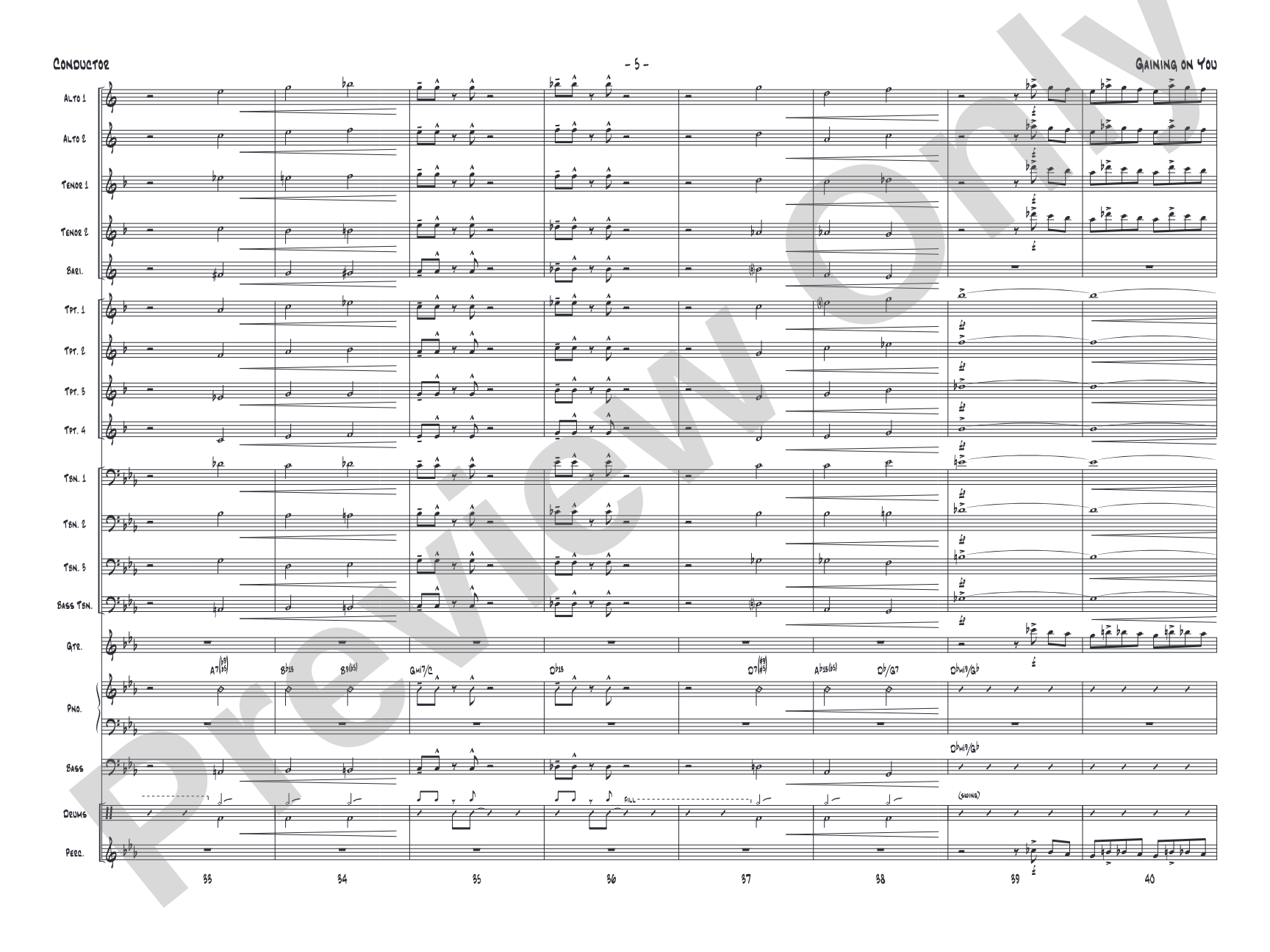 Gaining On You: Jazz Ensemble Conductor Score & Parts