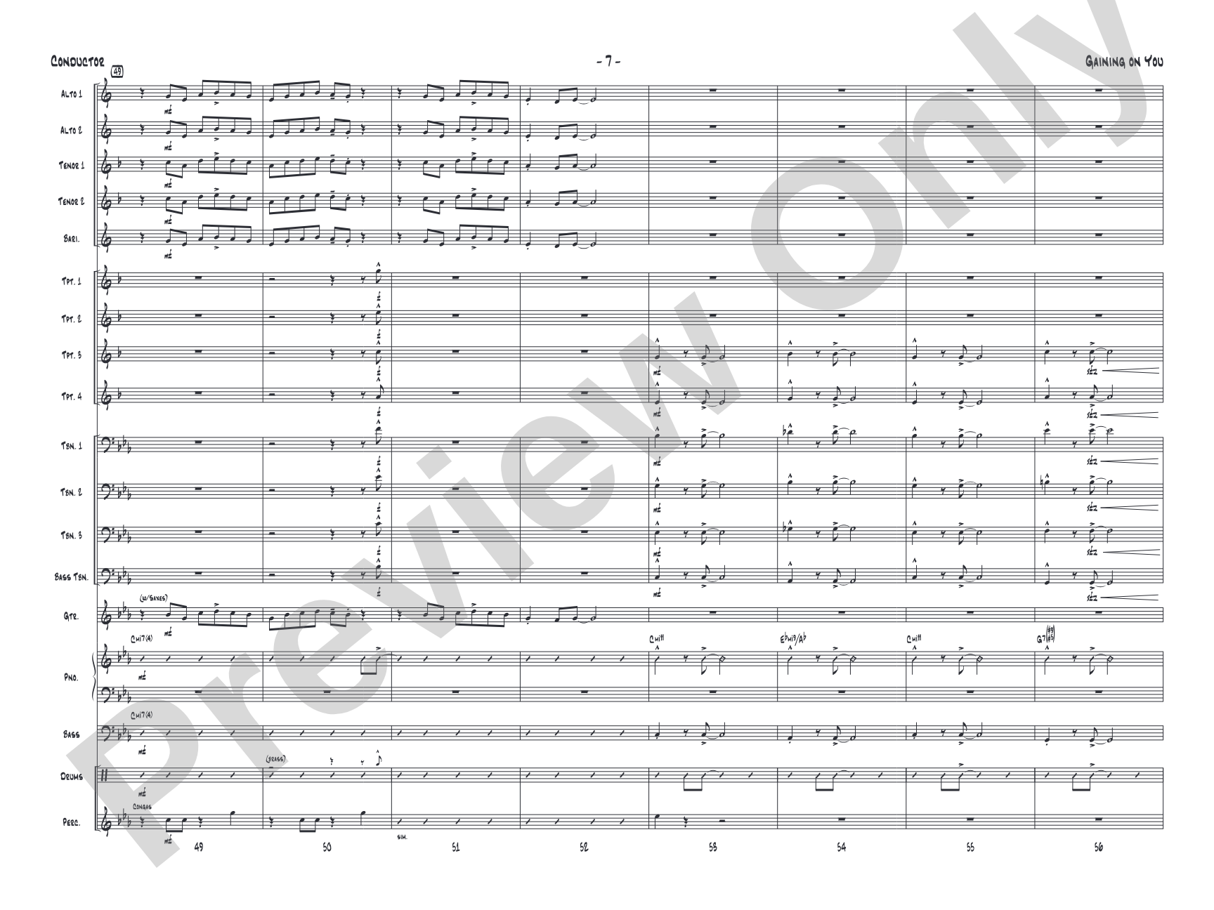 Gaining On You: Jazz Ensemble Conductor Score & Parts