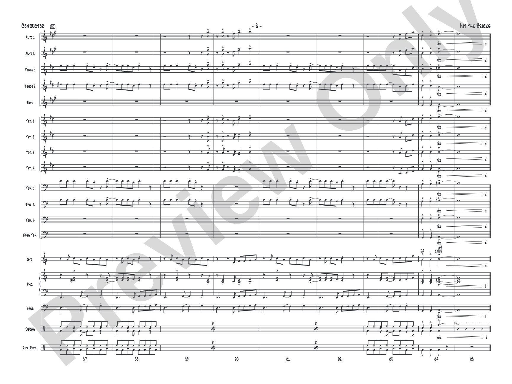Hit the Bricks: Jazz Ensemble Conductor Score & Parts