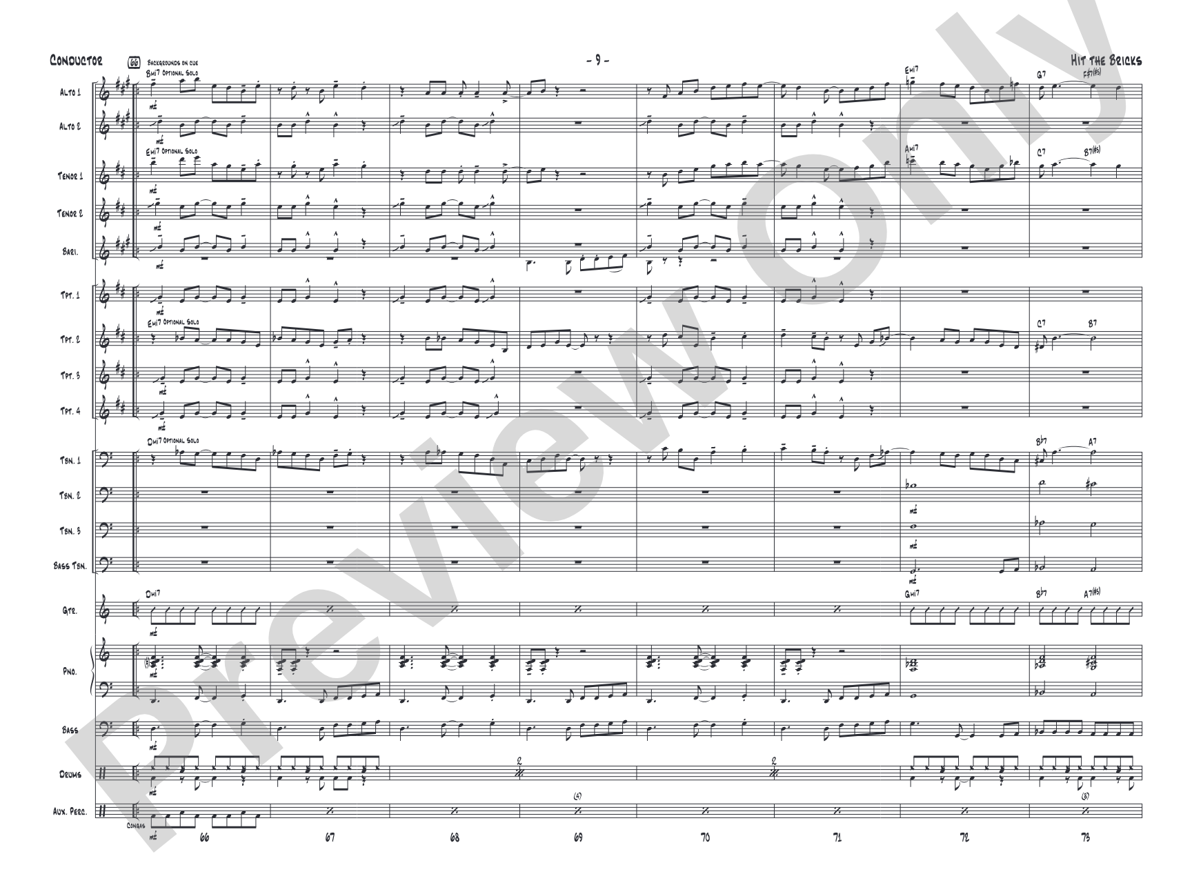 Hit the Bricks: Jazz Ensemble Conductor Score & Parts