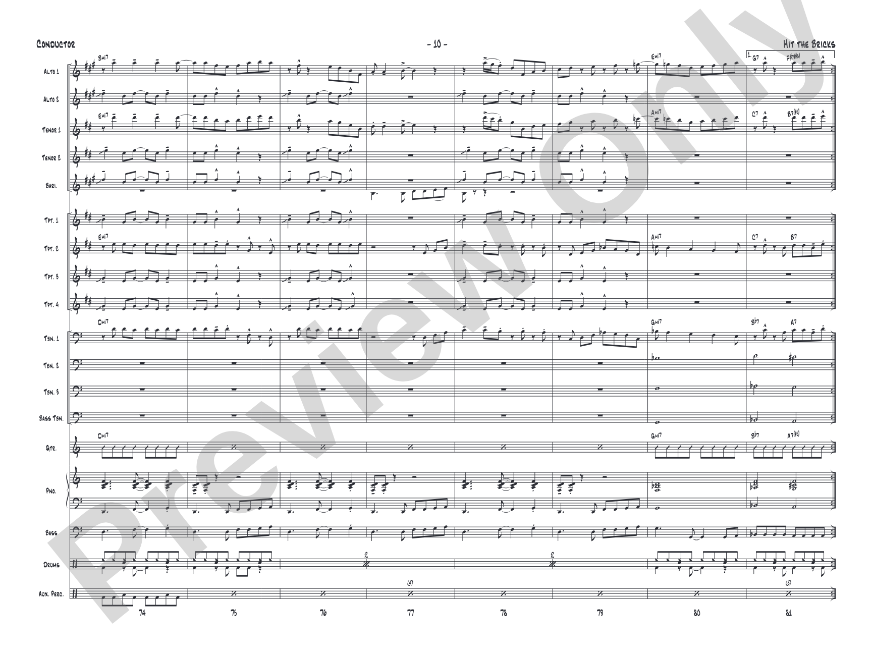 Hit the Bricks: Jazz Ensemble Conductor Score & Parts