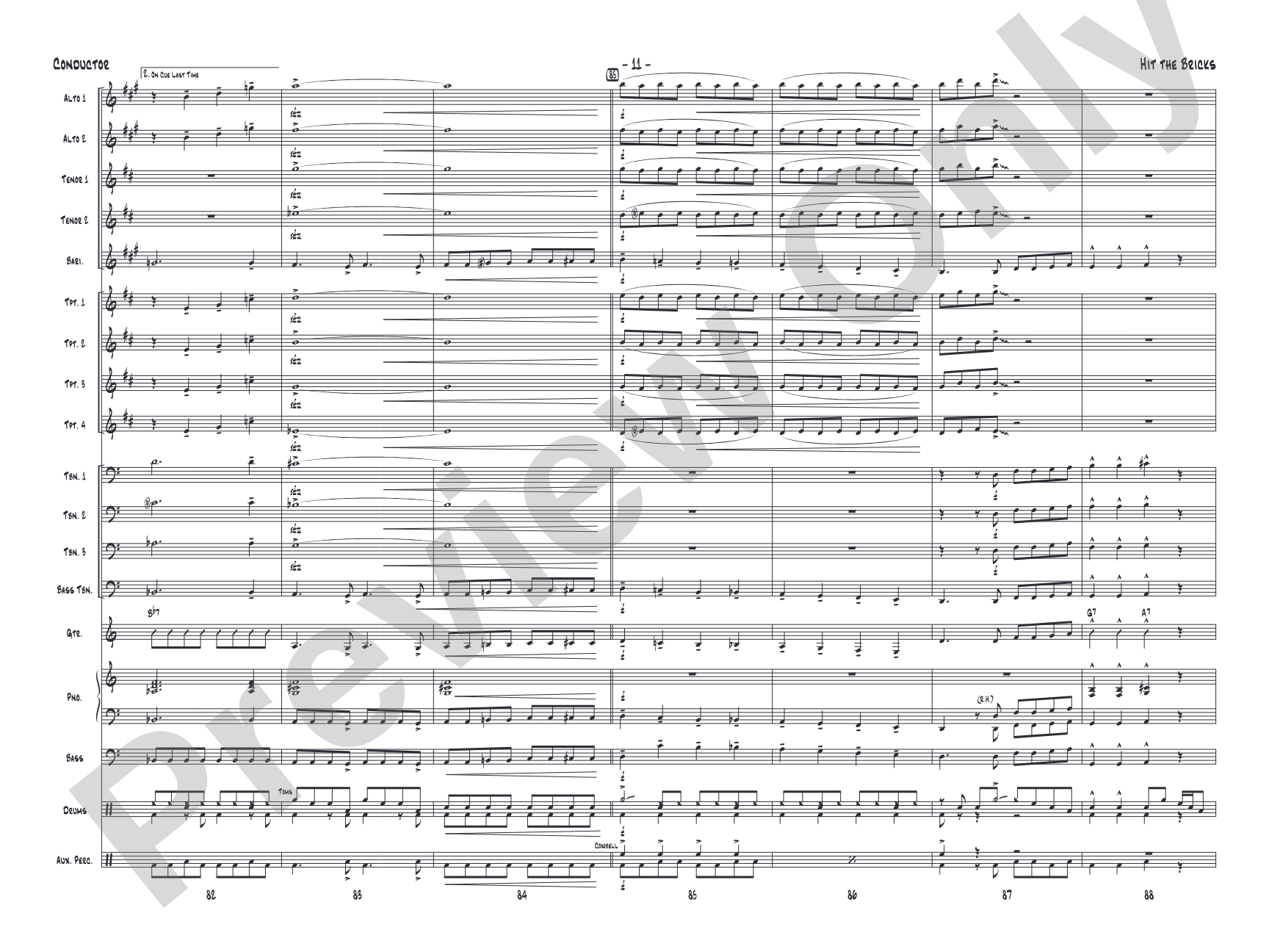 Hit the Bricks: Jazz Ensemble Conductor Score & Parts