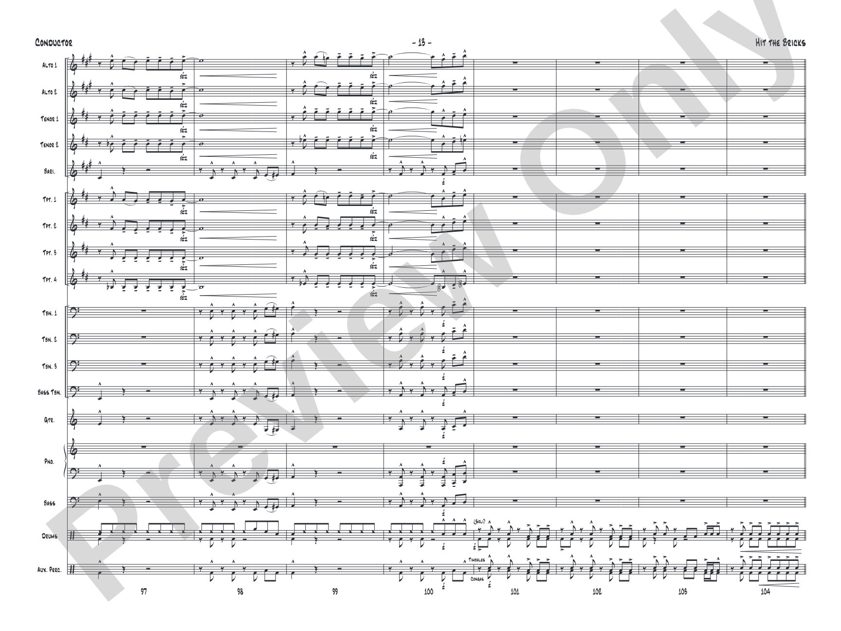 Hit the Bricks: Jazz Ensemble Conductor Score & Parts
