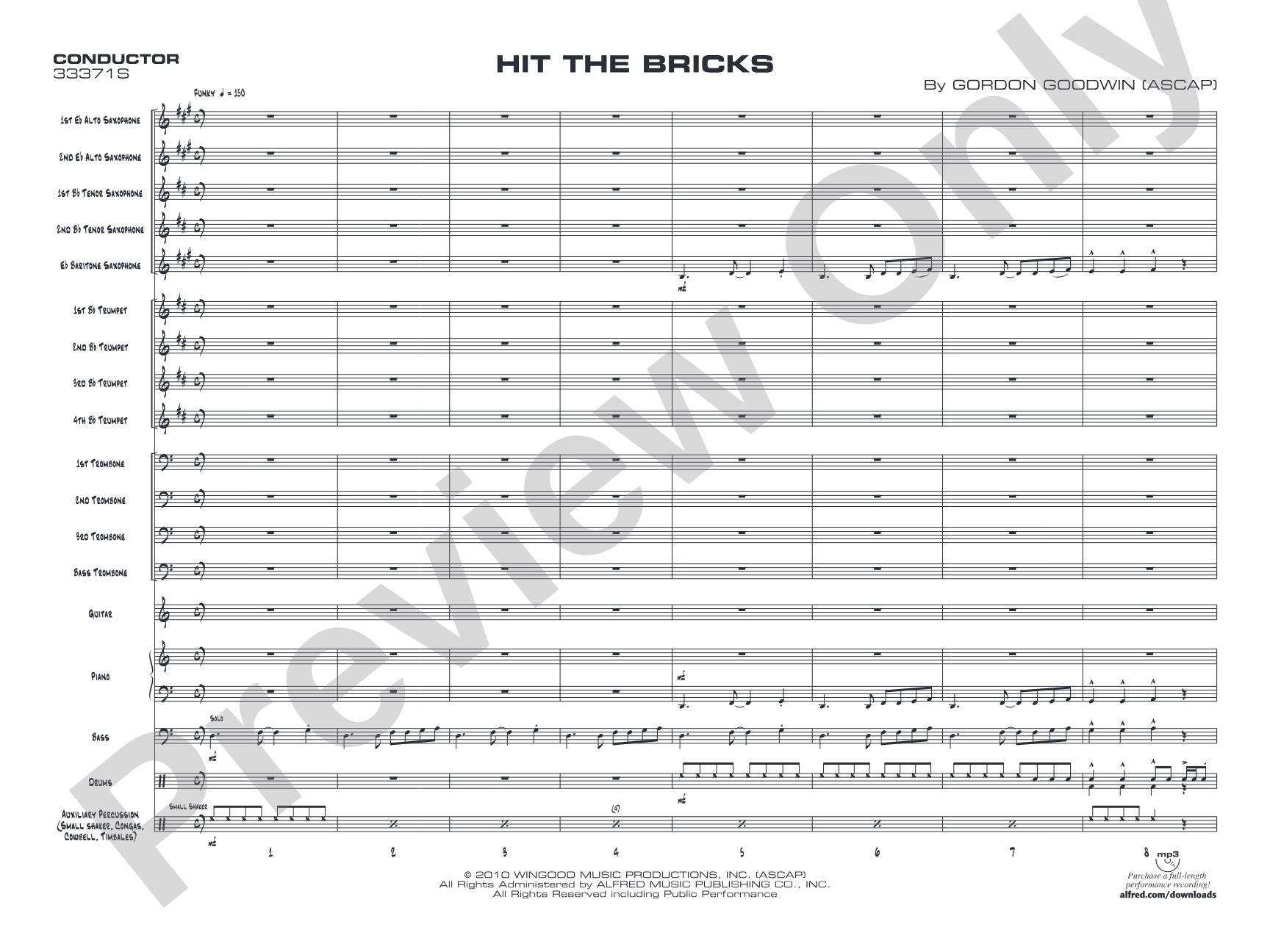Hit the Bricks: Jazz Ensemble Conductor Score & Parts