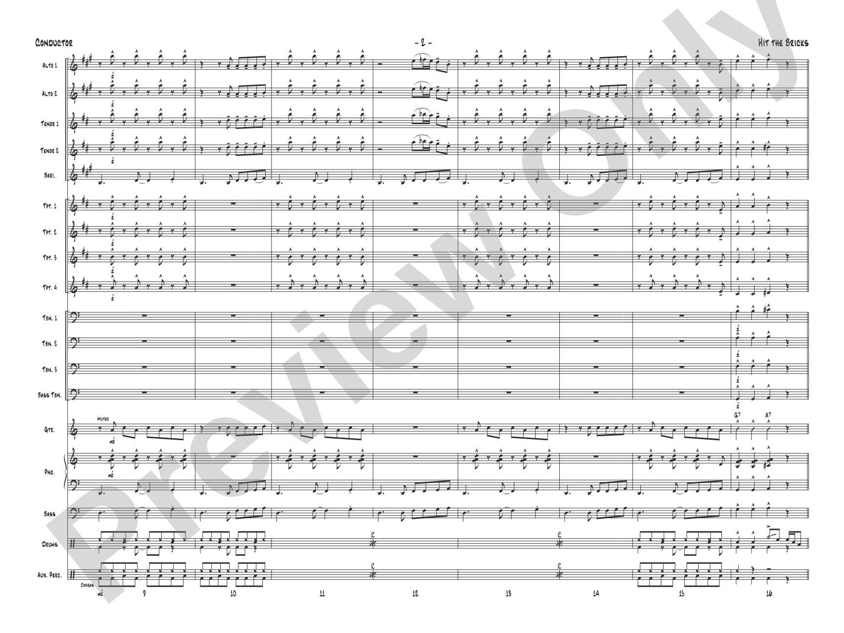 Hit the Bricks: Jazz Ensemble Conductor Score & Parts
