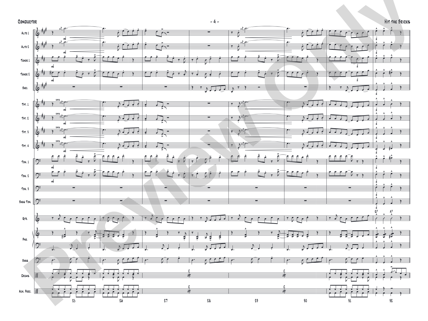 Hit the Bricks: Jazz Ensemble Conductor Score & Parts