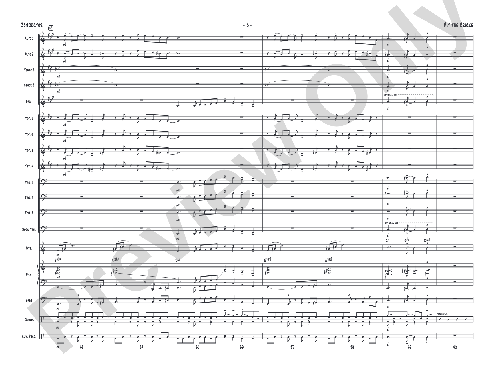 Hit the Bricks: Jazz Ensemble Conductor Score & Parts