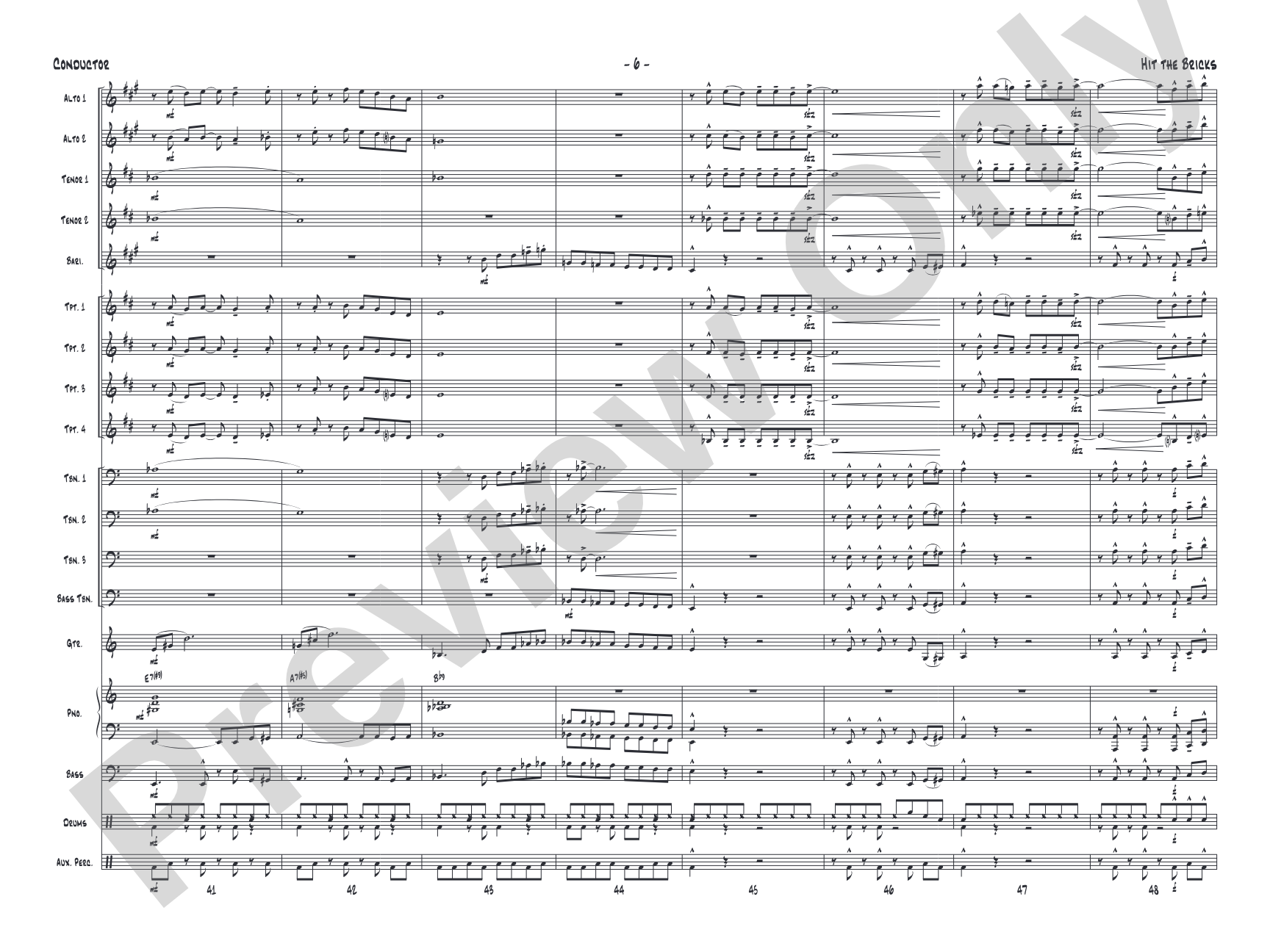 Hit the Bricks: Jazz Ensemble Conductor Score & Parts