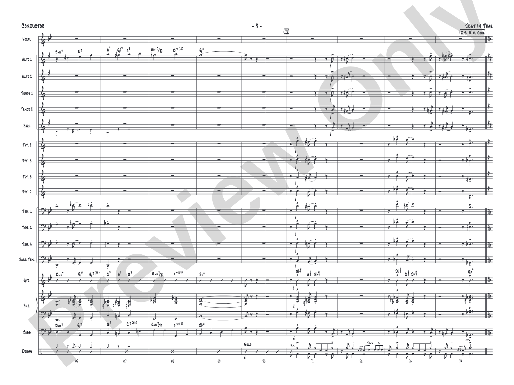 Just in Time: Vocal Solo with Jazz Ensemble Conductor Score & Parts