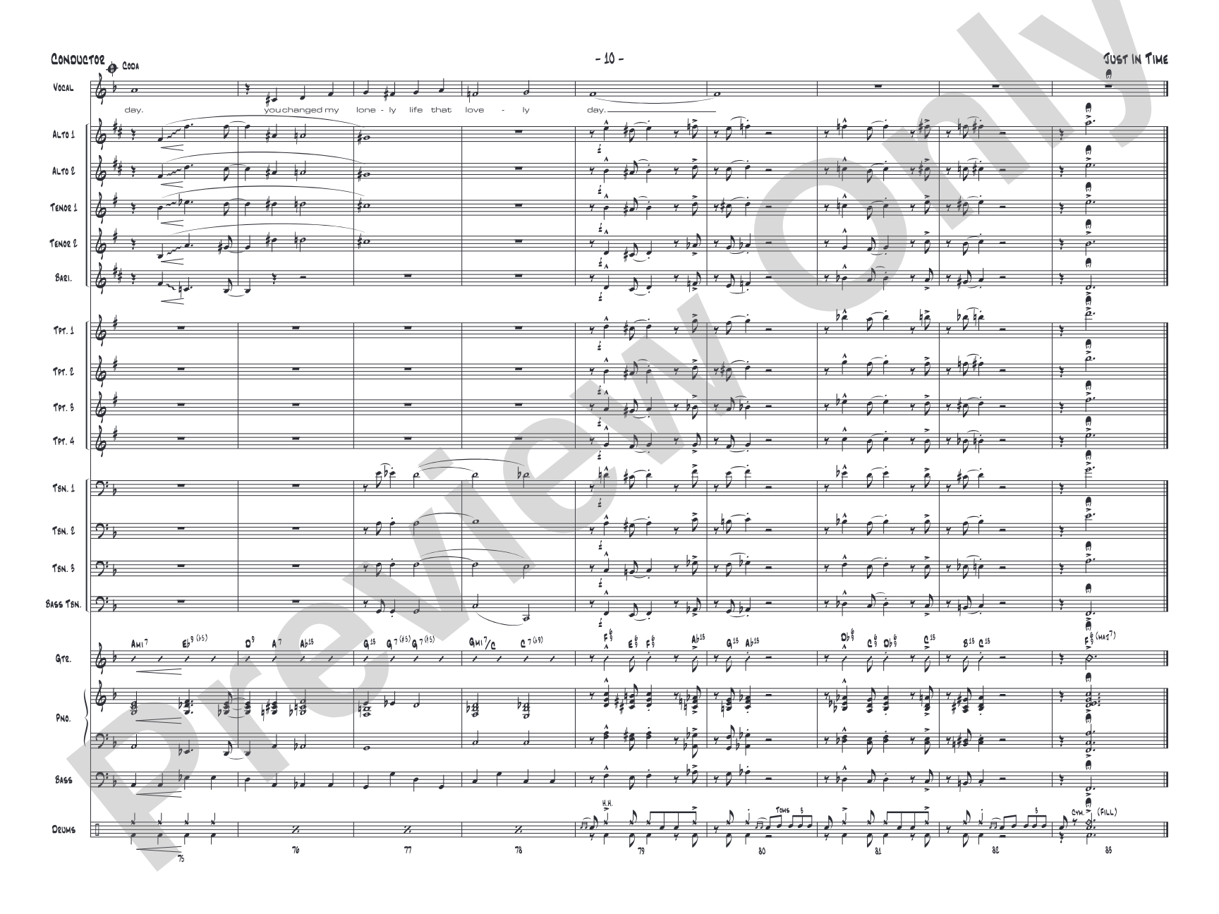 Just in Time: Vocal Solo with Jazz Ensemble Conductor Score & Parts