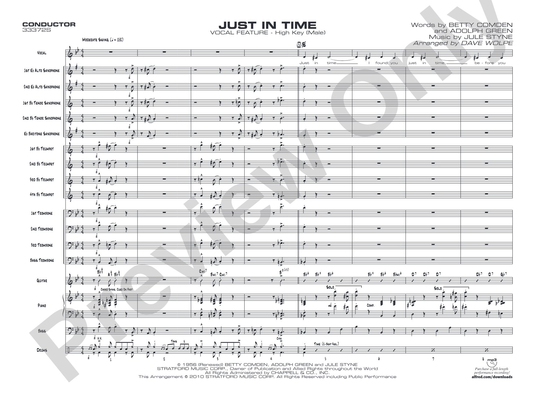 Just in Time: Vocal Solo with Jazz Ensemble Conductor Score & Parts