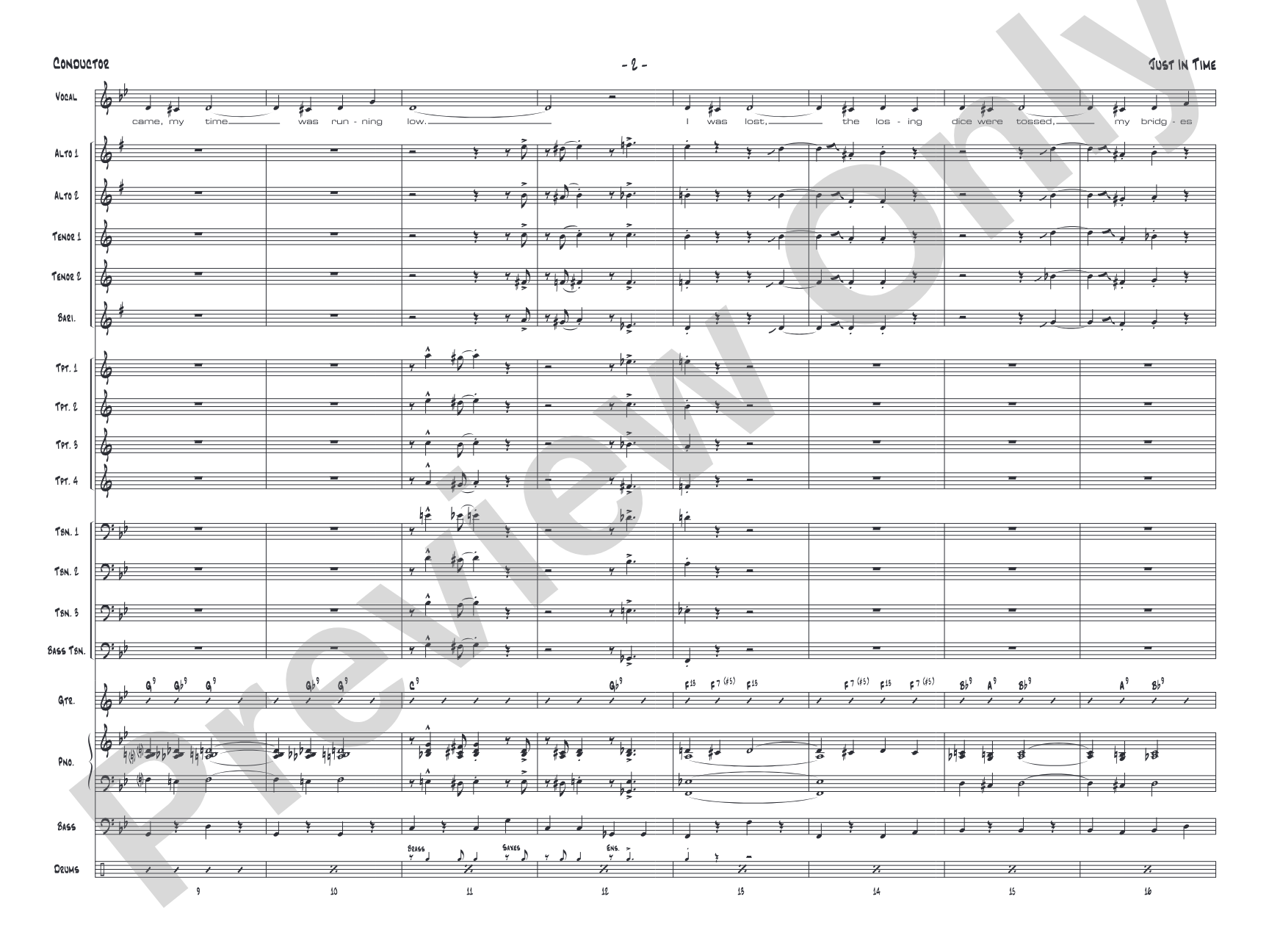 Just in Time: Vocal Solo with Jazz Ensemble Conductor Score & Parts