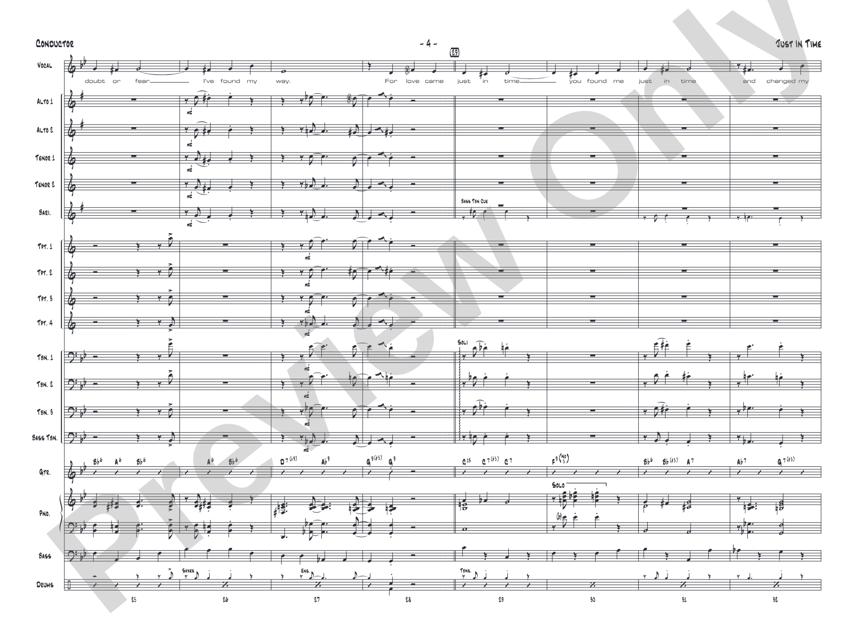 Just in Time: Vocal Solo with Jazz Ensemble Conductor Score & Parts